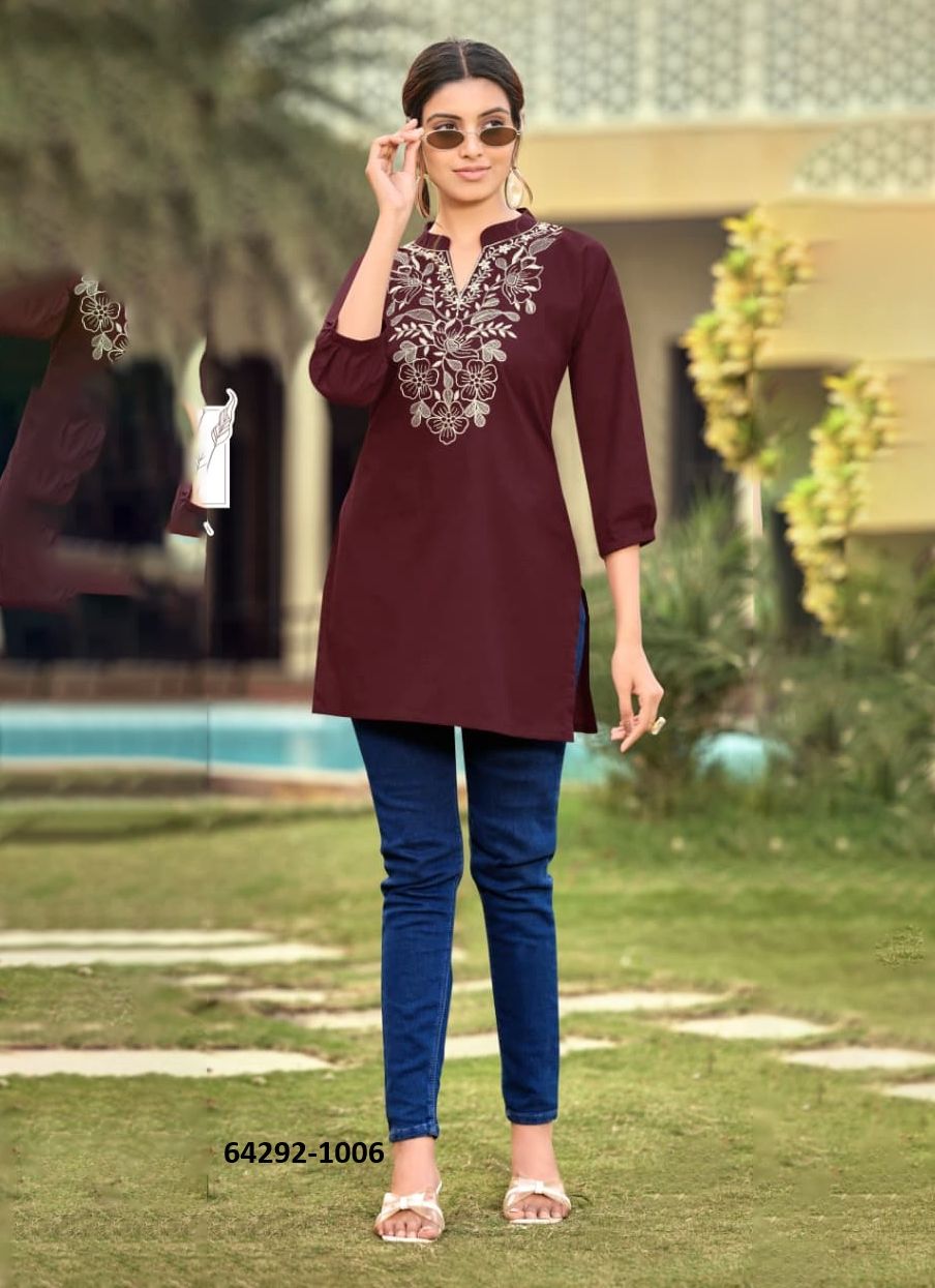 COTTON CANDY 8 - Catalog # 64292 (Set of 6 Readymade Women's Kurtis / Tops) COTTON CANDY 8 - Catalog # 64292 (Set of 6 Readymade Women's Kurtis / Tops)