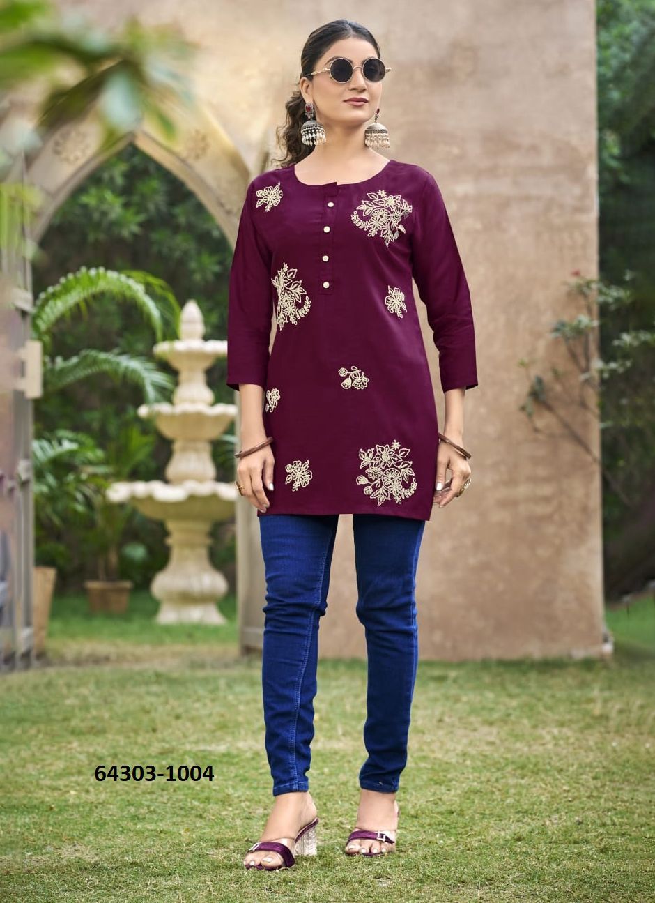 ROSE - Catalog # 64303 (Set of 6 Readymade Women's Kurtis / Tops) ROSE - Catalog # 64303 (Set of 6 Readymade Women's Kurtis / Tops)