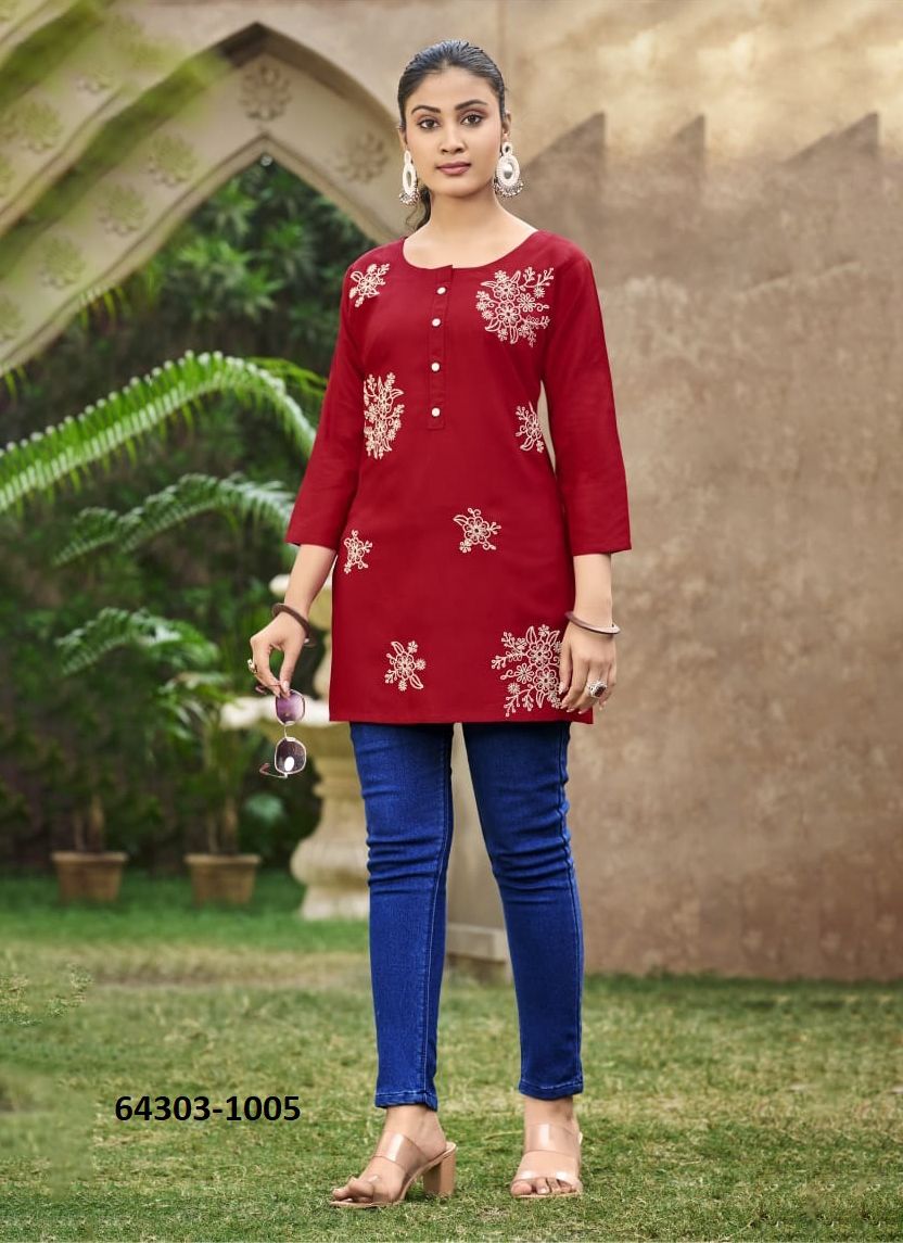 ROSE - Catalog # 64303 (Set of 6 Readymade Women's Kurtis / Tops) ROSE - Catalog # 64303 (Set of 6 Readymade Women's Kurtis / Tops)