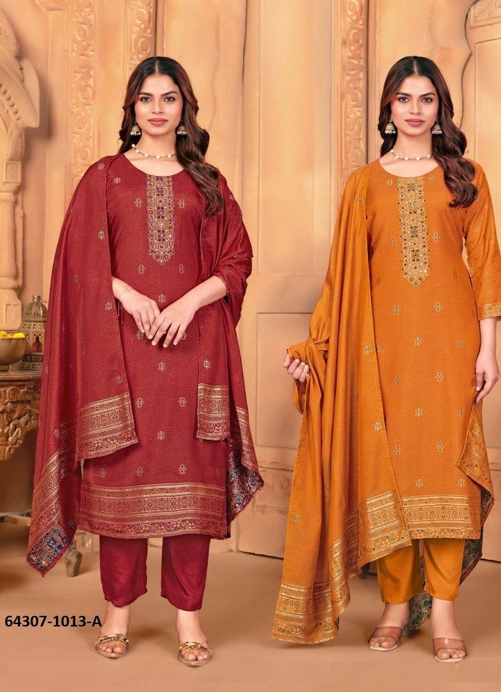 NARGIS - Catalog # 64307 (Set of 4 SIZE-SETS [Readymade Salwar Suits])