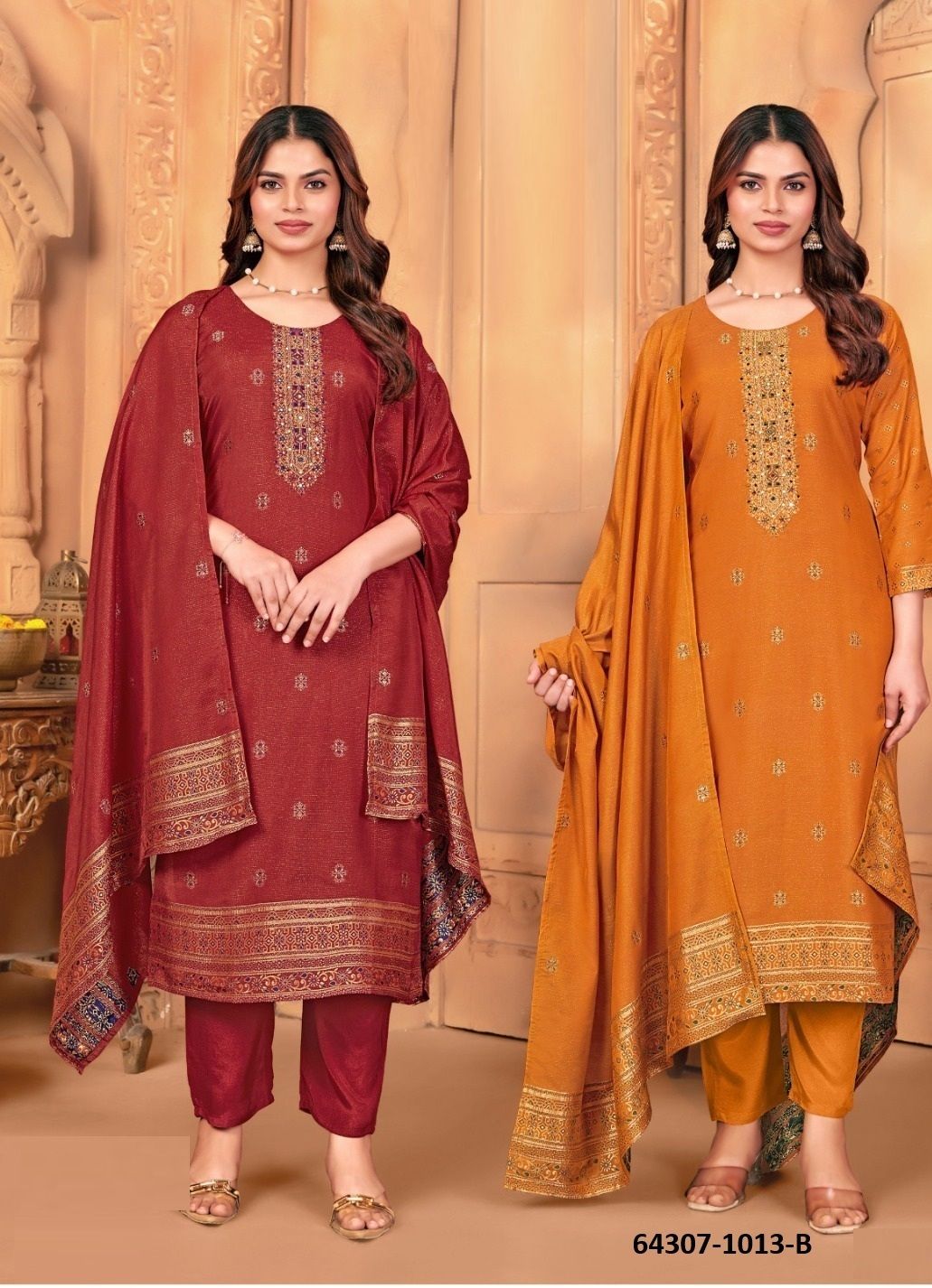 NARGIS - Catalog # 64307 (Set of 4 SIZE-SETS [Readymade Salwar Suits])