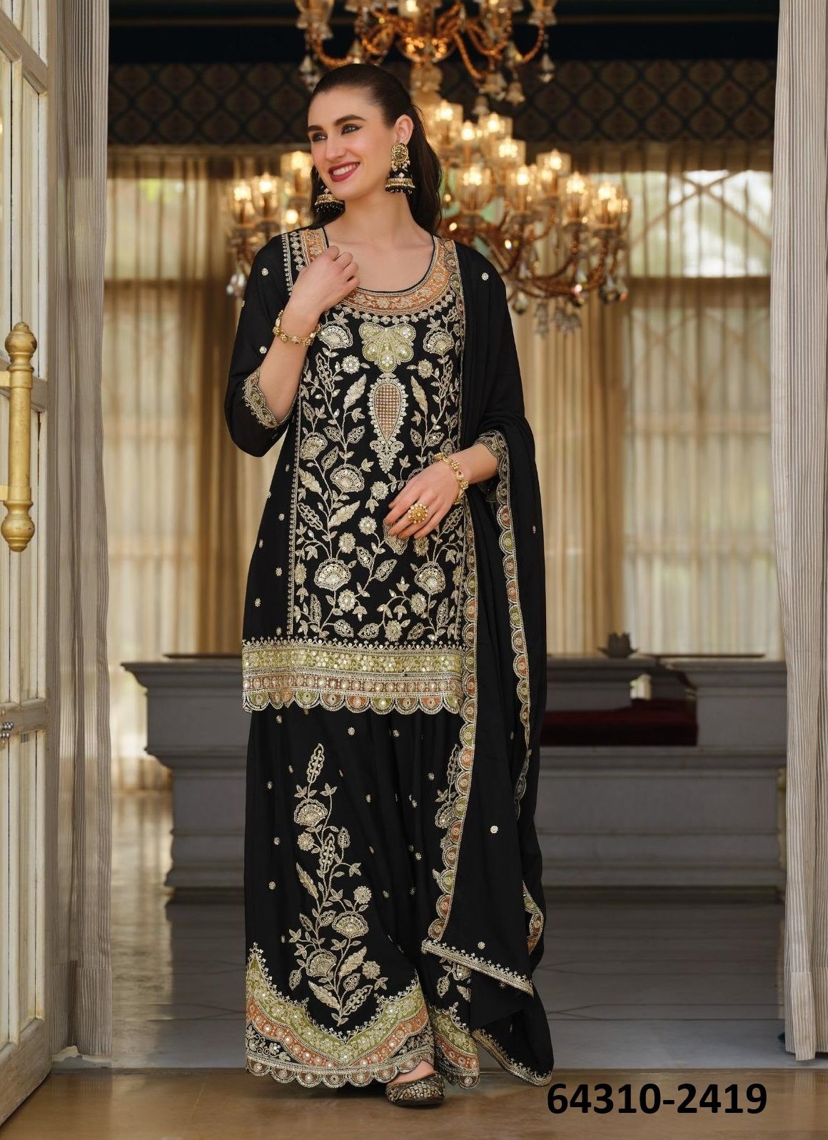 ANOKHI - BLACK & WHITE - Catalog # 64310 (Set of 2 Readymade Salwar Suits)
