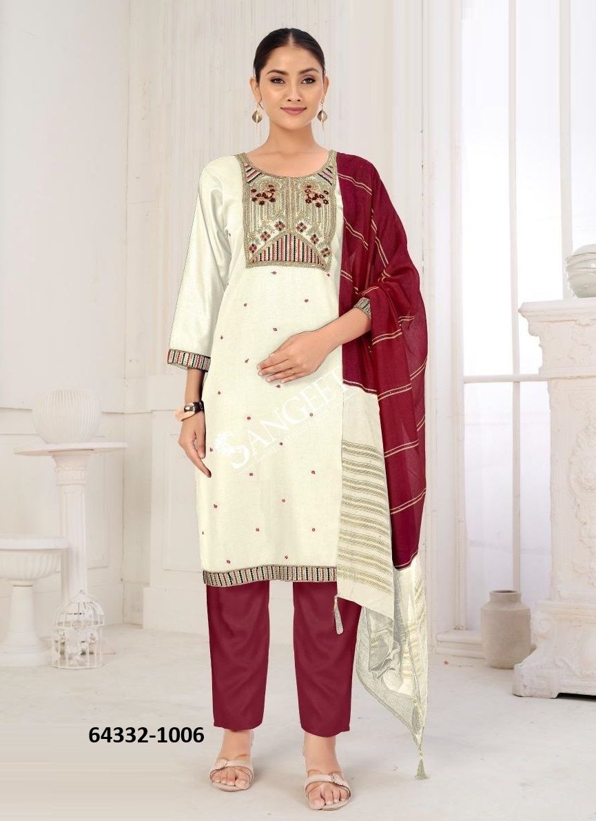MAHIRA 3 - Catalog # 64332 (Set of 6 Readymade Salwar Suits)