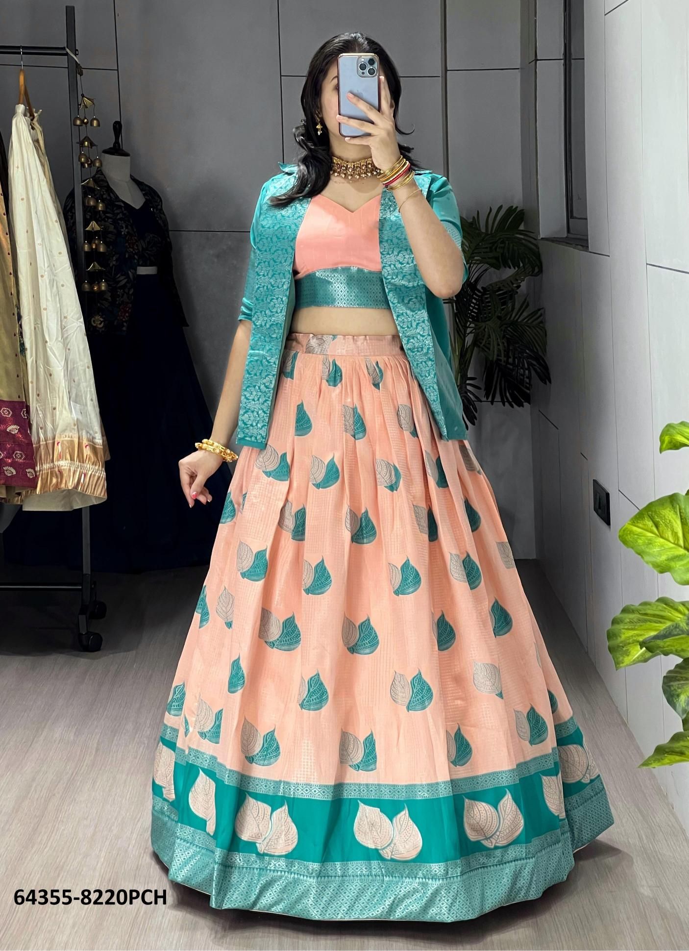 SERIES 8220 - Catalog # 64355 (Set of 4 Semi-Stitched Lehengas) SERIES 8220 - Catalog # 64355 (Set of 4 Semi-Stitched Lehengas)
