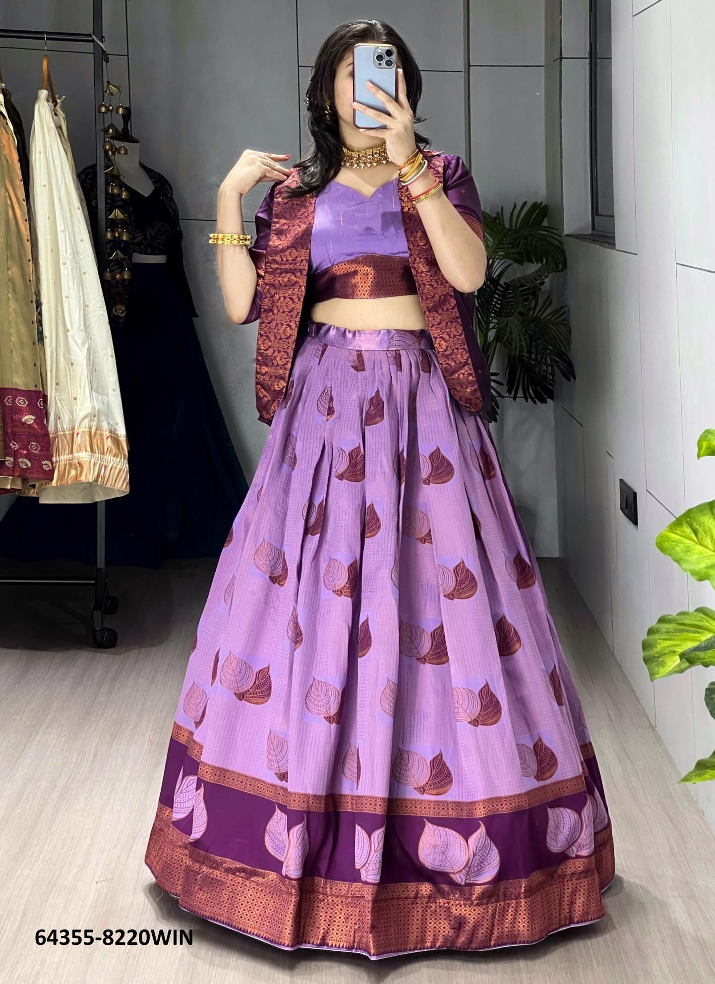 SERIES 8220 - Catalog # 64355 (Set of 4 Semi-Stitched Lehengas) SERIES 8220 - Catalog # 64355 (Set of 4 Semi-Stitched Lehengas)