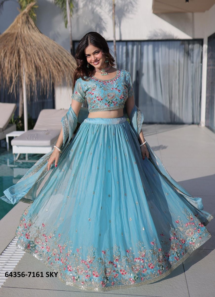 SERIES 7161 - Catalog # 64356 (Set of 2 Semi-Stitched Lehengas)