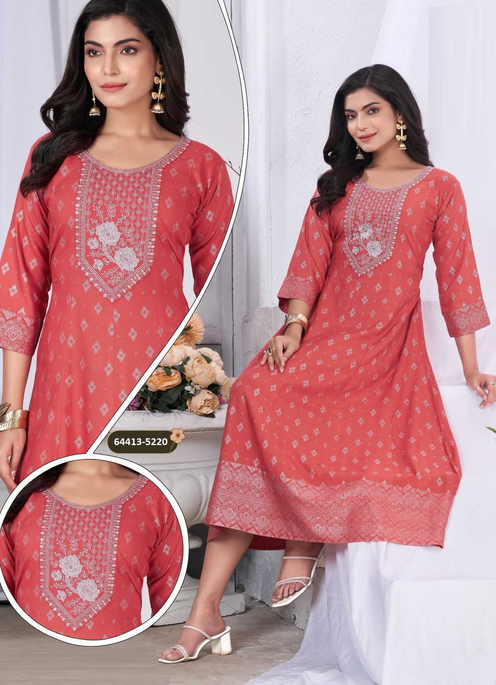 SILVER - Catalog # 64413 (Set of 6 Readymade Women's Kurtis / Tops) SILVER - Catalog # 64413 (Set of 6 Readymade Women's Kurtis / Tops)