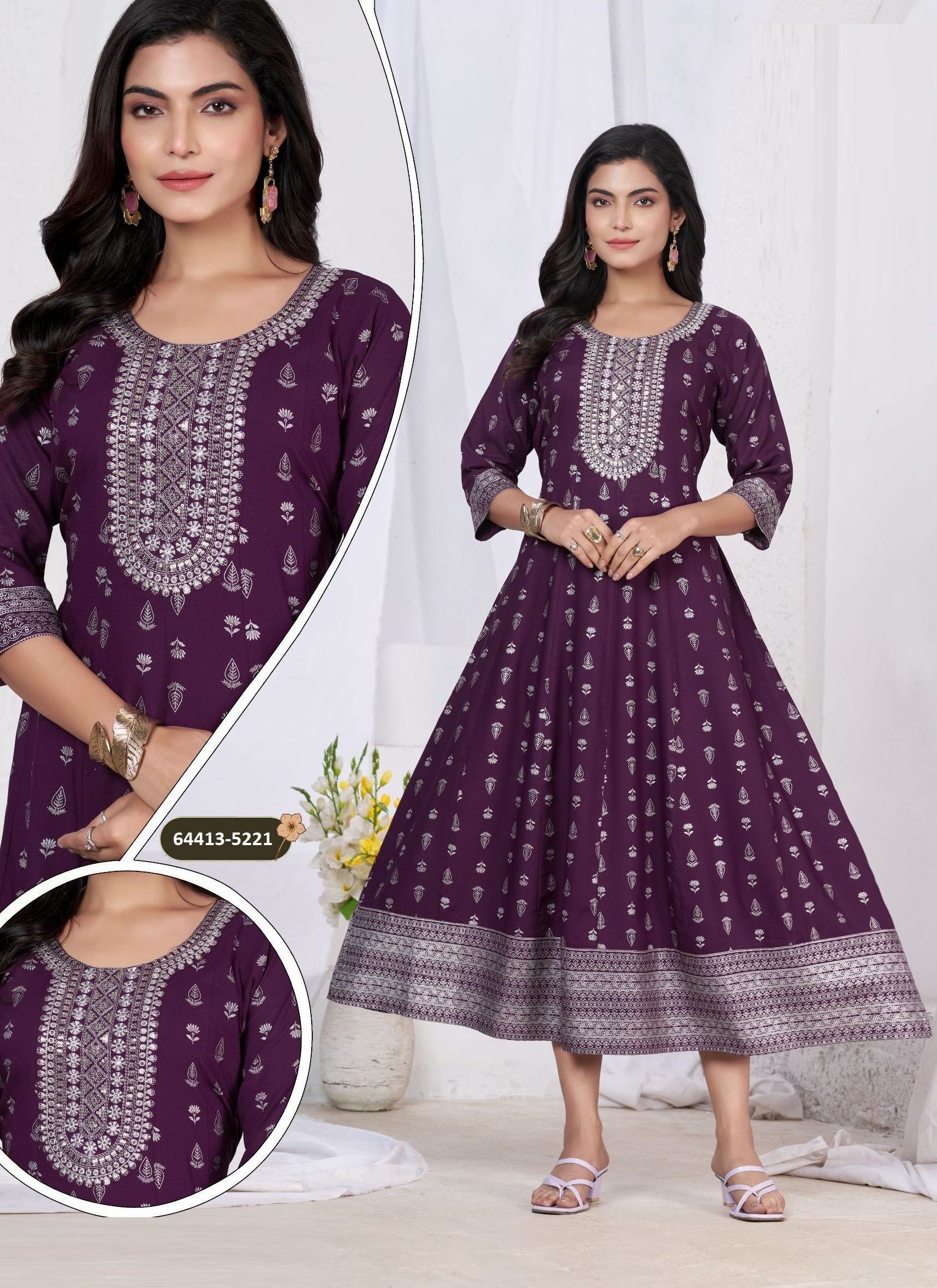 SILVER - Catalog # 64413 (Set of 6 Readymade Women's Kurtis / Tops) SILVER - Catalog # 64413 (Set of 6 Readymade Women's Kurtis / Tops)
