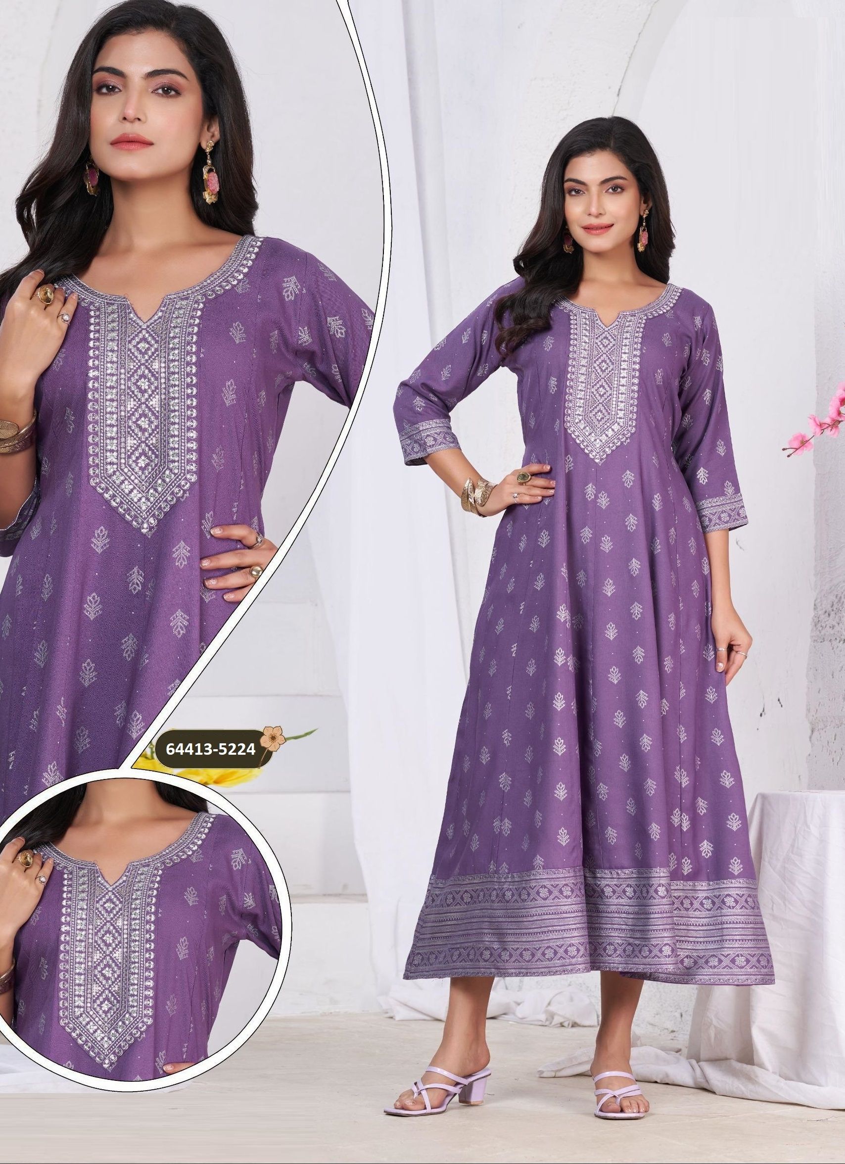 SILVER - Catalog # 64413 (Set of 6 Readymade Women's Kurtis / Tops) SILVER - Catalog # 64413 (Set of 6 Readymade Women's Kurtis / Tops)