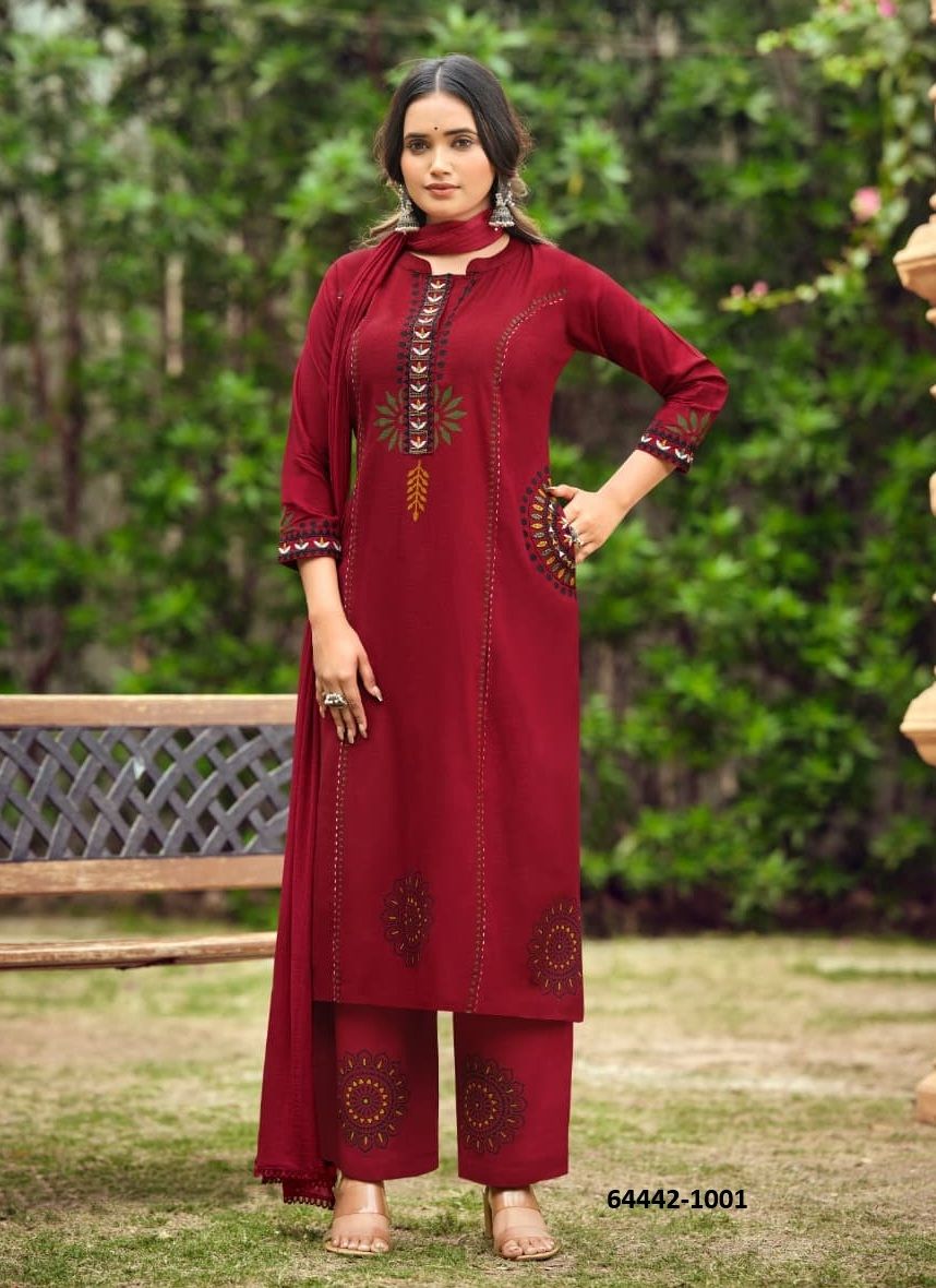 SAANVI - Catalog # 64442 (Set of 6 Readymade Salwar Suits) SAANVI - Catalog # 64442 (Set of 6 Readymade Salwar Suits)