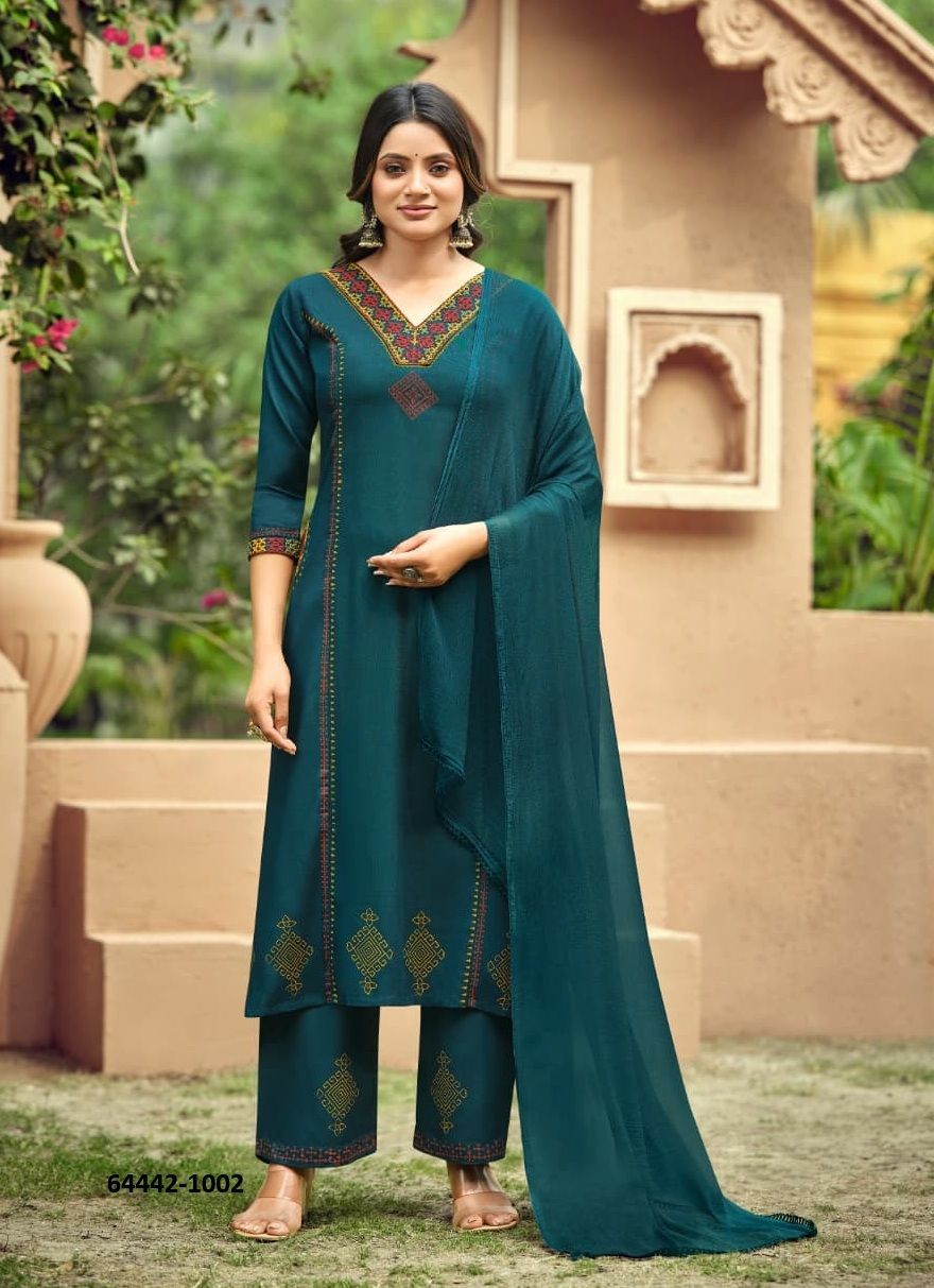 SAANVI - Catalog # 64442 (Set of 6 Readymade Salwar Suits) SAANVI - Catalog # 64442 (Set of 6 Readymade Salwar Suits)