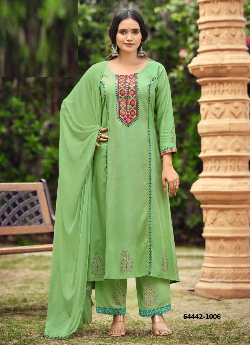 SAANVI - Catalog # 64442 (Set of 6 Readymade Salwar Suits) SAANVI - Catalog # 64442 (Set of 6 Readymade Salwar Suits)