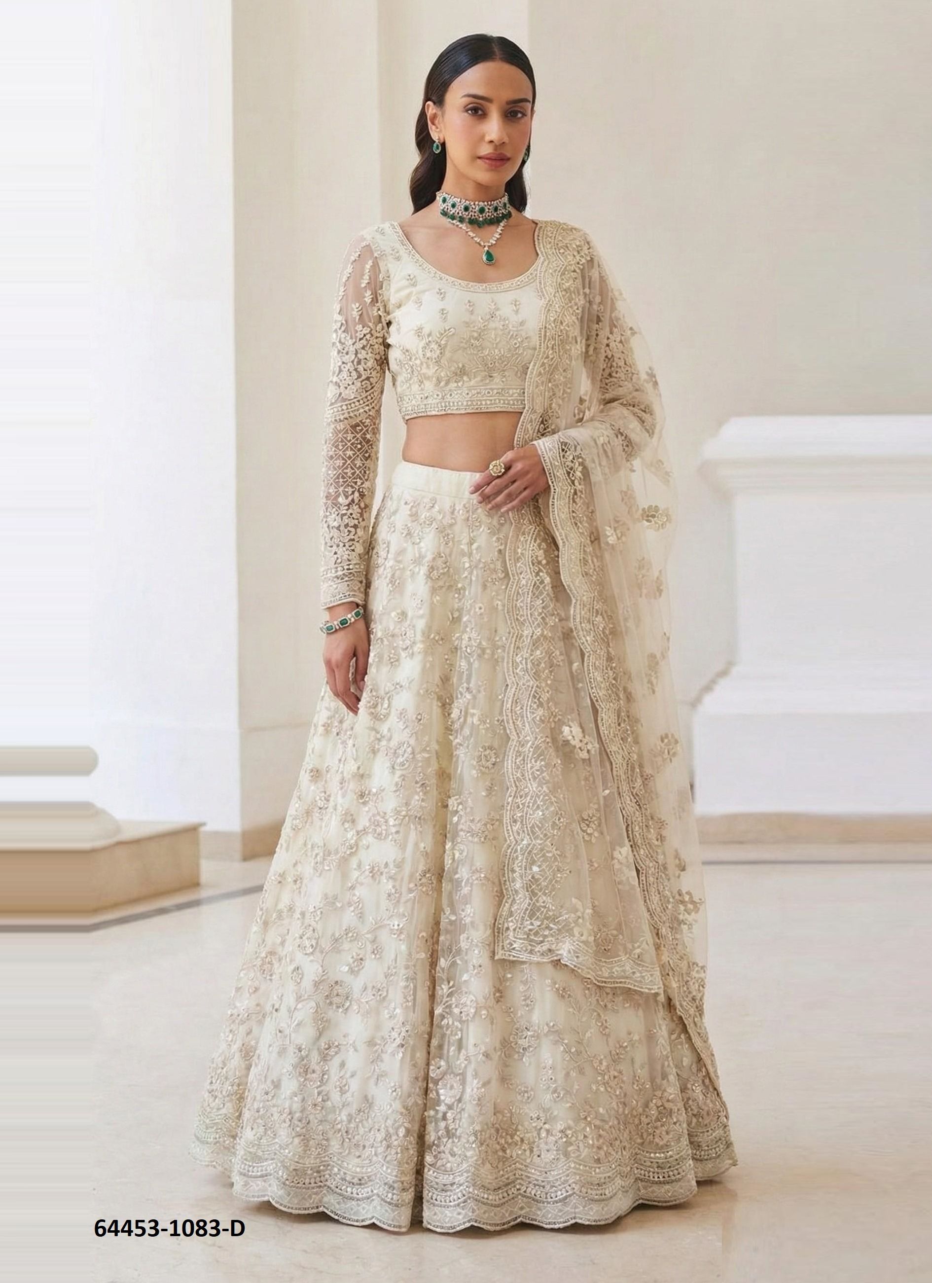 ALZ 1083 - Catalog # 64453 (Set of 4 Semi-Stitched Lehengas)