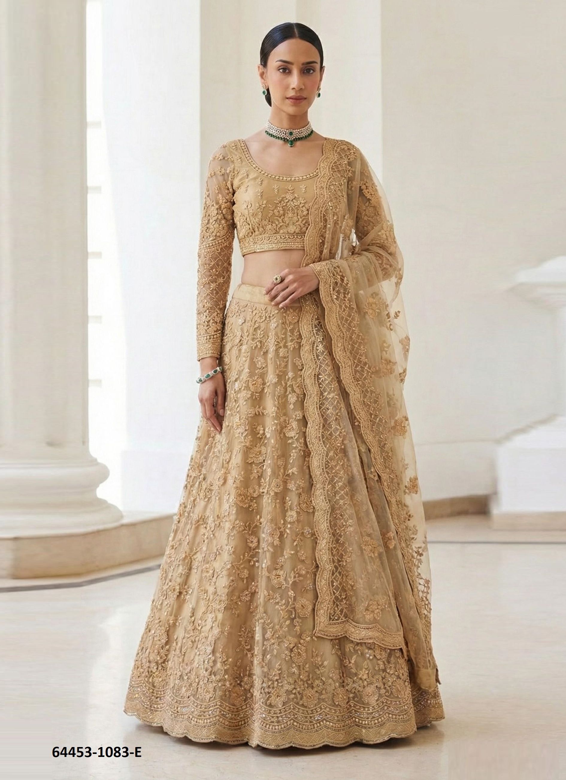 ALZ 1083 - Catalog # 64453 (Set of 4 Semi-Stitched Lehengas)
