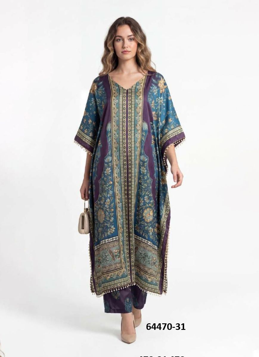 KAFTAN CO-ORD SET VALUE ADDITION 5 - Catalog # 64470 (Set of 6 Tops With Bottoms) KAFTAN CO-ORD SET VALUE ADDITION 5 - Catalog # 64470 (Set of 6 Tops With Bottoms)