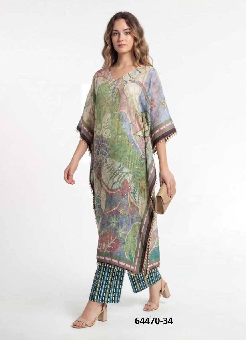 KAFTAN CO-ORD SET VALUE ADDITION 5 - Catalog # 64470 (Set of 6 Tops With Bottoms) KAFTAN CO-ORD SET VALUE ADDITION 5 - Catalog # 64470 (Set of 6 Tops With Bottoms)