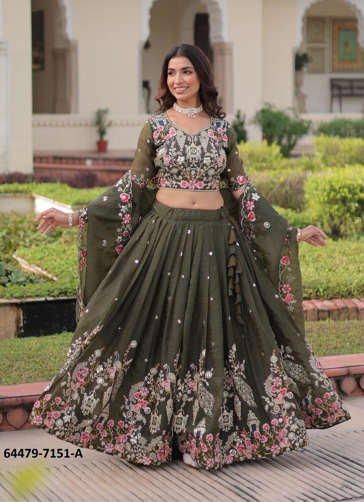 SERIES 7151 - Catalog # 64479 (Set of 2 Semi-Stitched Lehengas) SERIES 7151 - Catalog # 64479 (Set of 2 Semi-Stitched Lehengas)