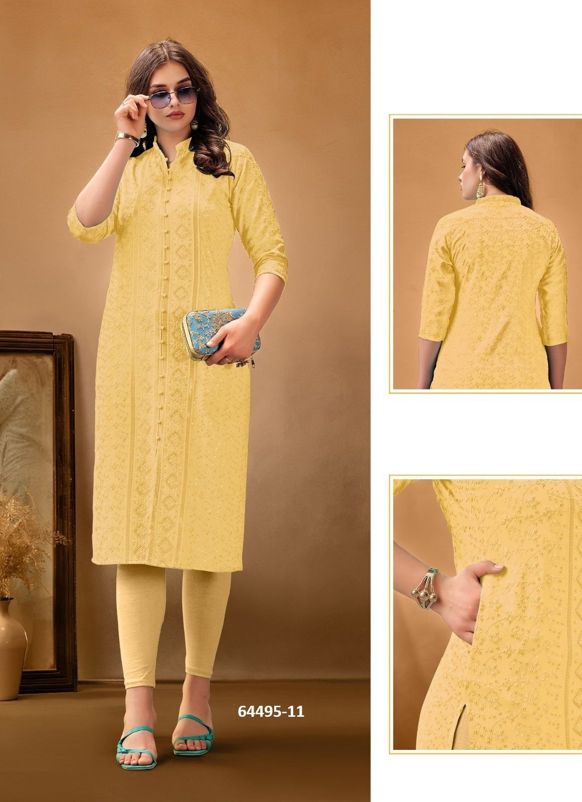 7-STAR - Catalog # 64495 (Set of 7 SIZE-SETS [Readymade Women's Kurtis / Tops])