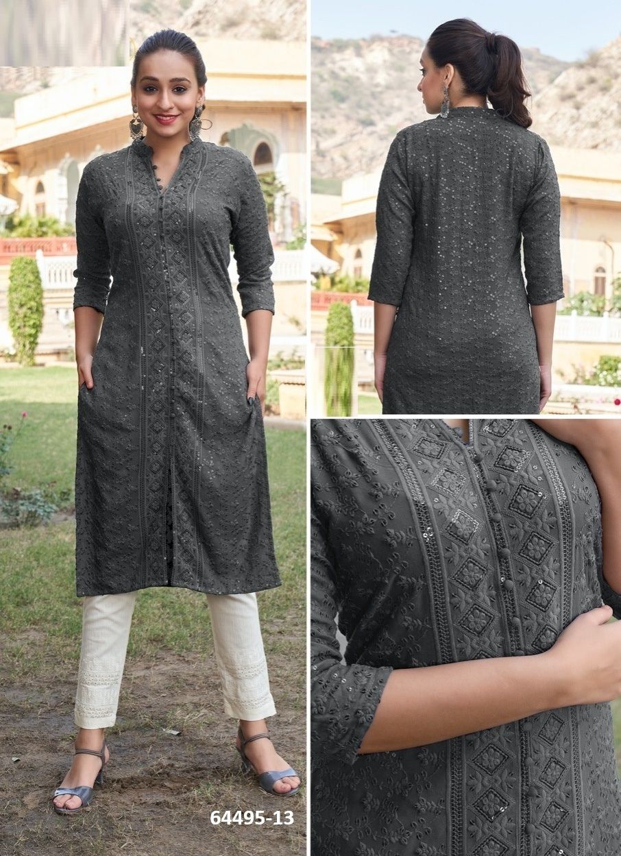 7-STAR - Catalog # 64495 (Set of 7 SIZE-SETS [Readymade Women's Kurtis / Tops])