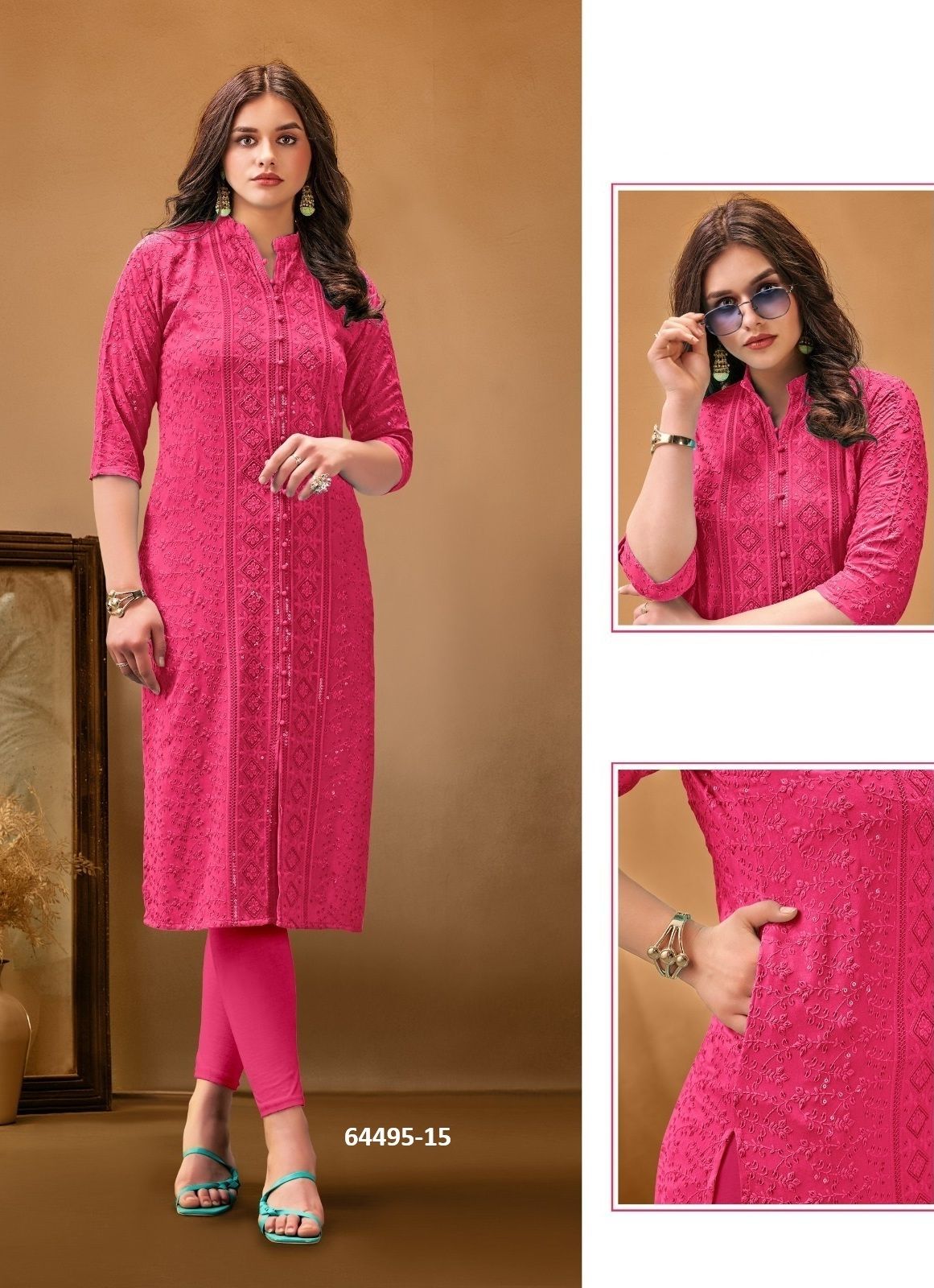 7-STAR - Catalog # 64495 (Set of 7 SIZE-SETS [Readymade Women's Kurtis / Tops])