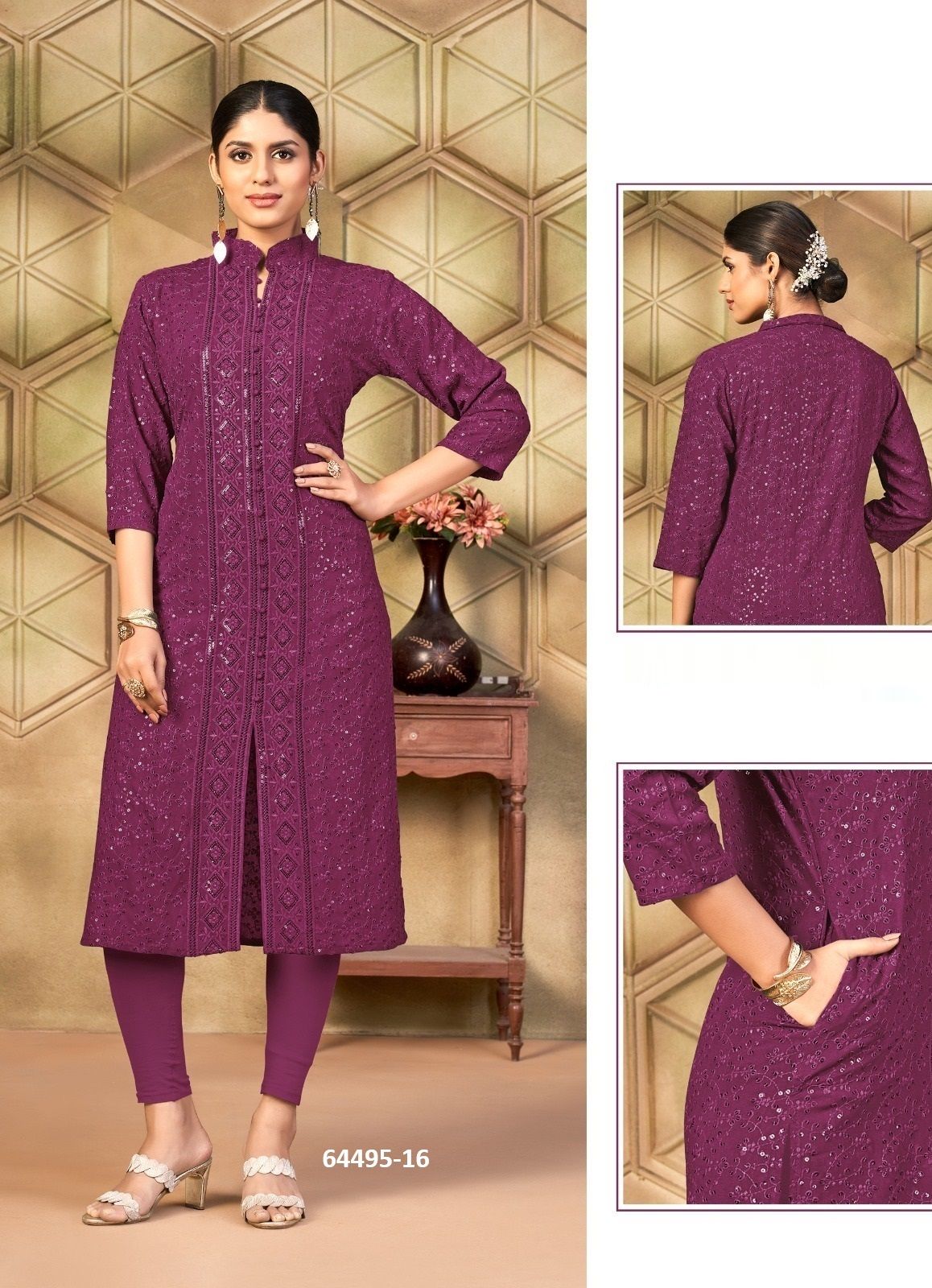 7-STAR - Catalog # 64495 (Set of 7 SIZE-SETS [Readymade Women's Kurtis / Tops])