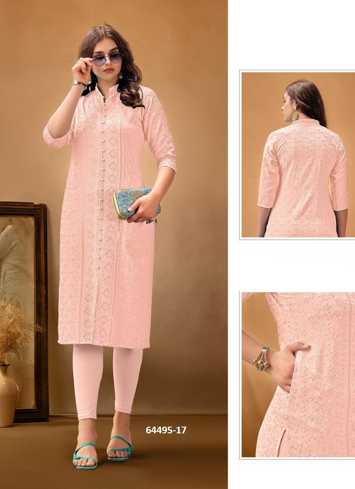 7-STAR - Catalog # 64495 (Set of 7 SIZE-SETS [Readymade Women's Kurtis / Tops])