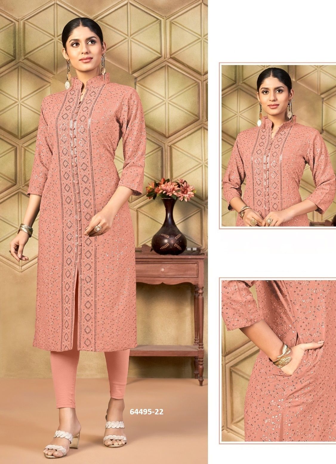 7-STAR - Catalog # 64495 (Set of 7 SIZE-SETS [Readymade Women's Kurtis / Tops])