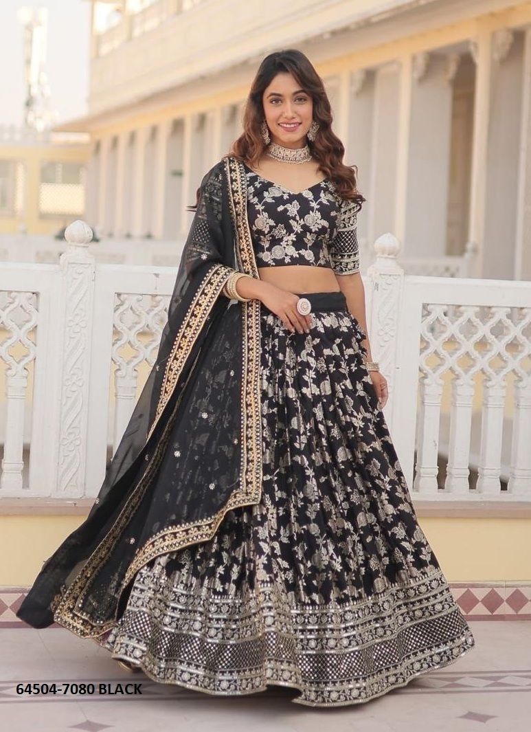 SERIES 7080 - Catalog # 64504 (Set of 6 Semi-Stitched Lehengas) SERIES 7080 - Catalog # 64504 (Set of 6 Semi-Stitched Lehengas)