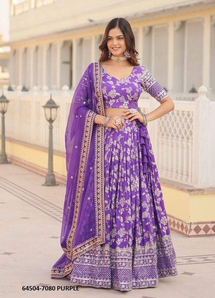SERIES 7080 - Catalog # 64504 (Set of 6 Semi-Stitched Lehengas) SERIES 7080 - Catalog # 64504 (Set of 6 Semi-Stitched Lehengas)
