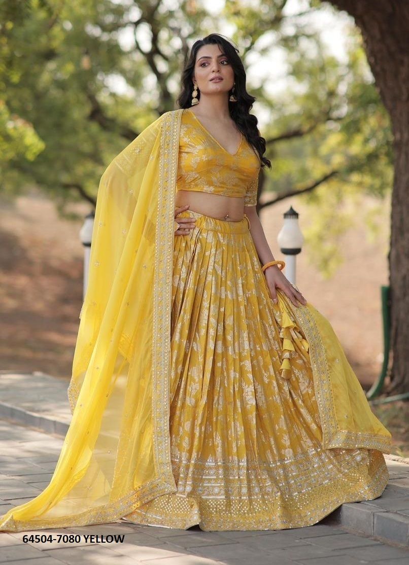 SERIES 7080 - Catalog # 64504 (Set of 6 Semi-Stitched Lehengas) SERIES 7080 - Catalog # 64504 (Set of 6 Semi-Stitched Lehengas)
