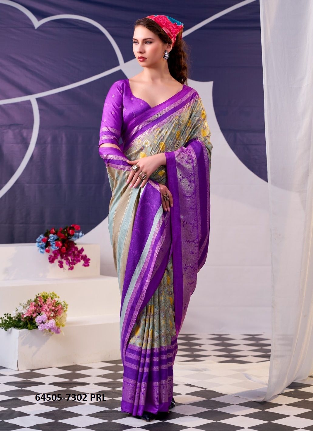 TRISHA 7302 - Catalog # 64505 (Set of 4 Sarees)