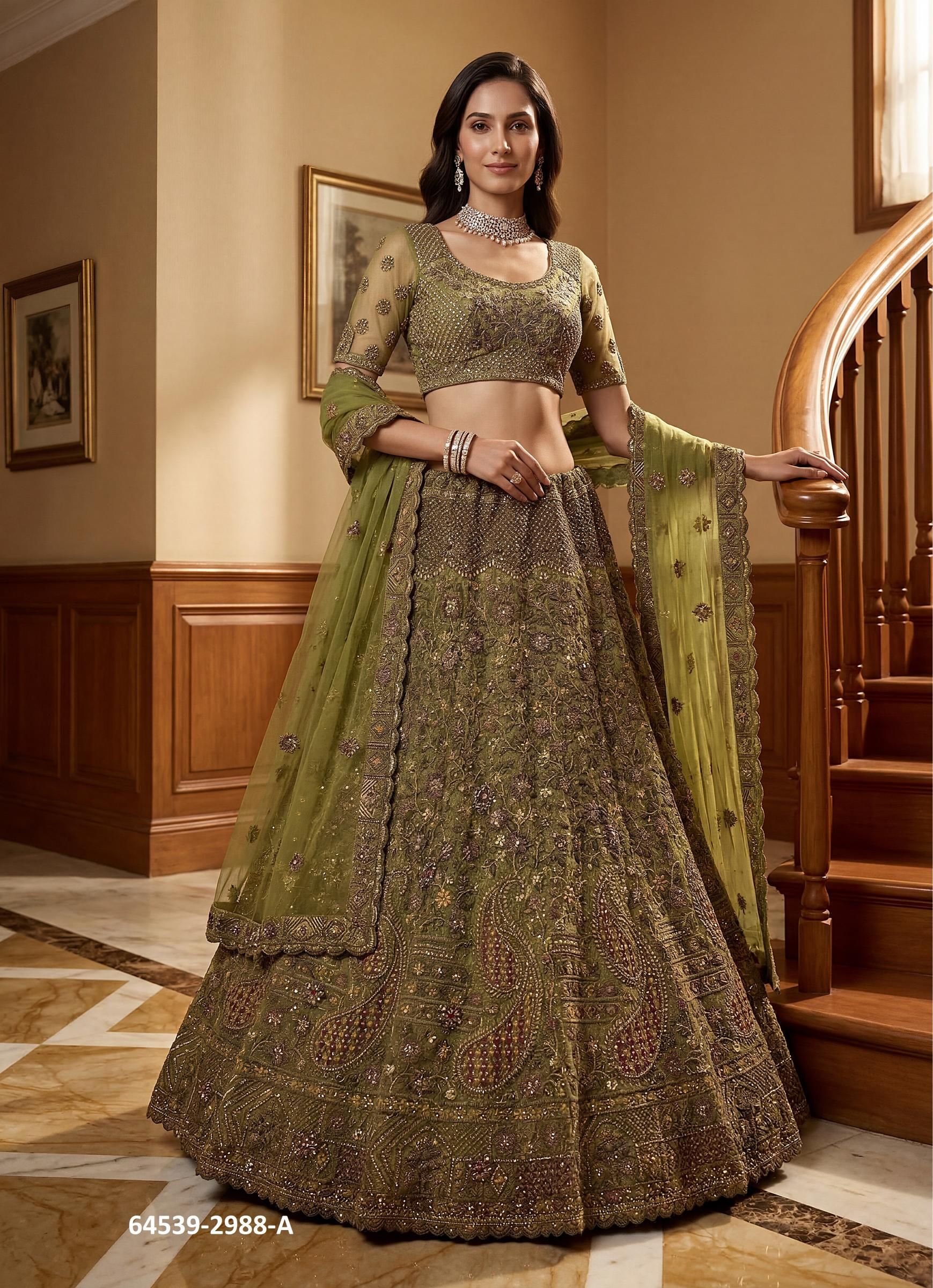 SERIES 2988 - Catalog # 64539 (Set of 4 Semi-Stitched Lehengas) SERIES 2988 - Catalog # 64539 (Set of 4 Semi-Stitched Lehengas)