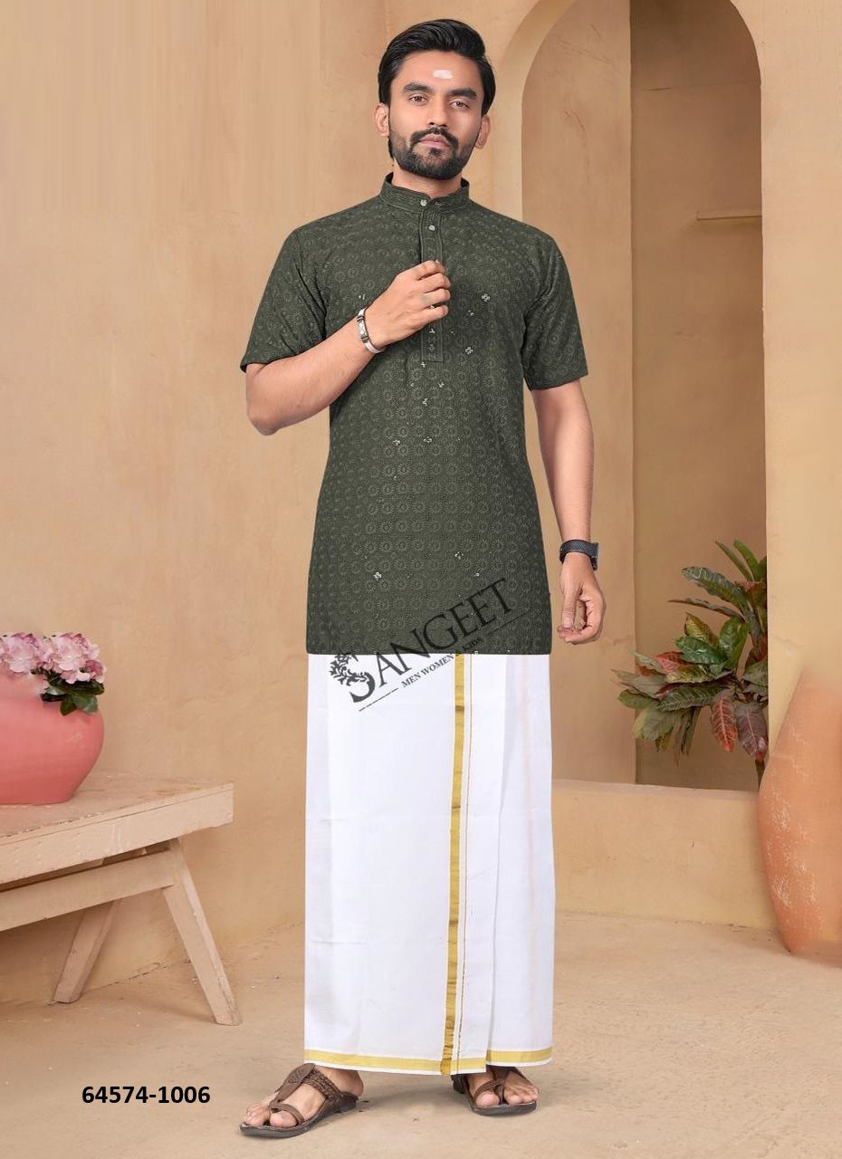 VIDYUT [KURTA WITH VESTI] - Catalog # 64574 (Set of 6 Men's Ethnic Wear)