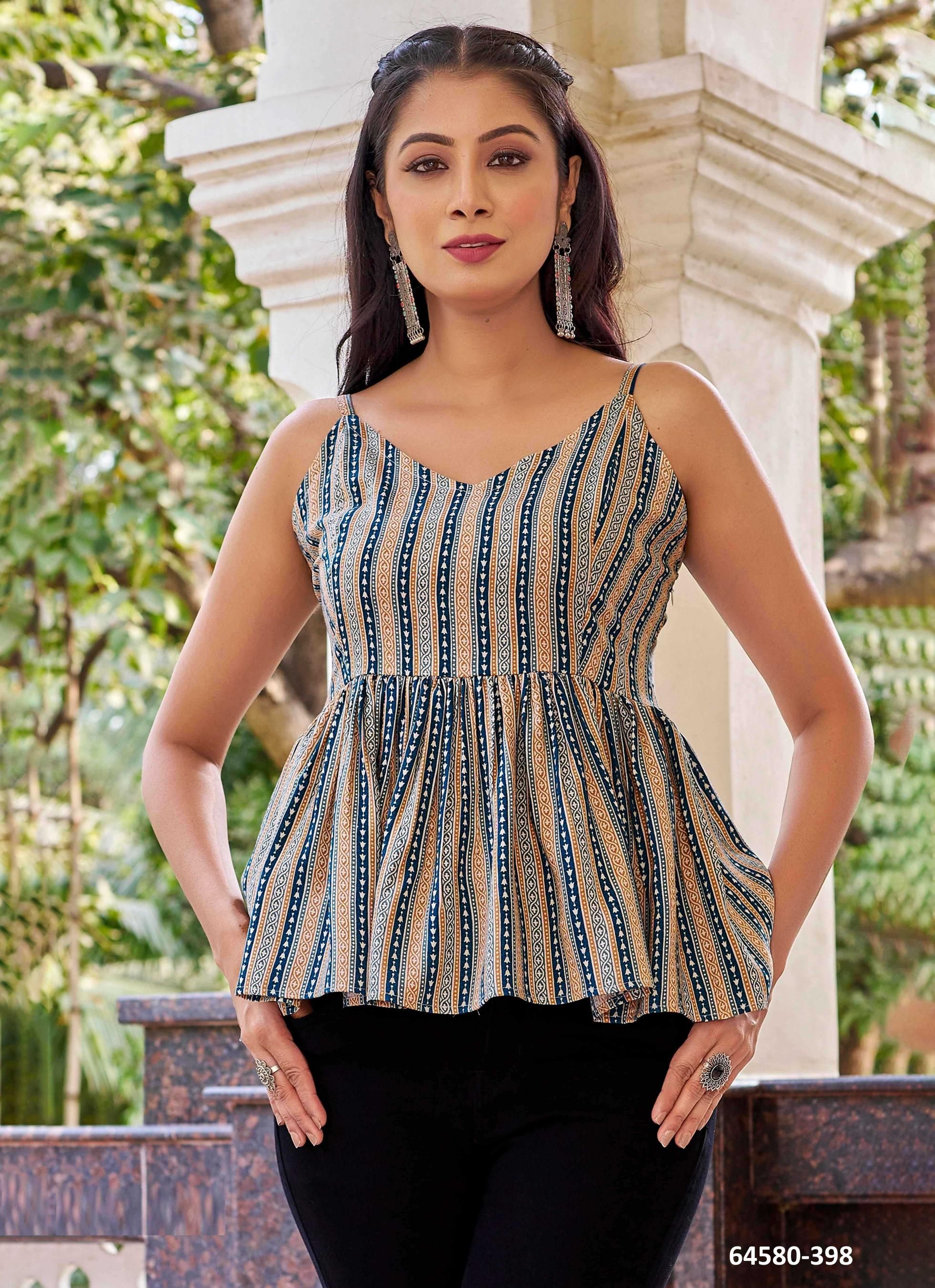 MAHASRI PEPLUM SHORT TOPS - Catalog # 64580 (Set of 6 Readymade Women's Kurtis / Tops) MAHASRI PEPLUM SHORT TOPS - Catalog # 64580 (Set of 6 Readymade Women's Kurtis / Tops)