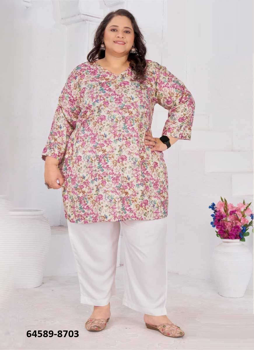 SHUBH 1 BIG SIZE - Catalog # 64589 (Set of 4 Readymade Women's Kurtis / Tops) SHUBH 1 BIG SIZE - Catalog # 64589 (Set of 4 Readymade Women's Kurtis / Tops)