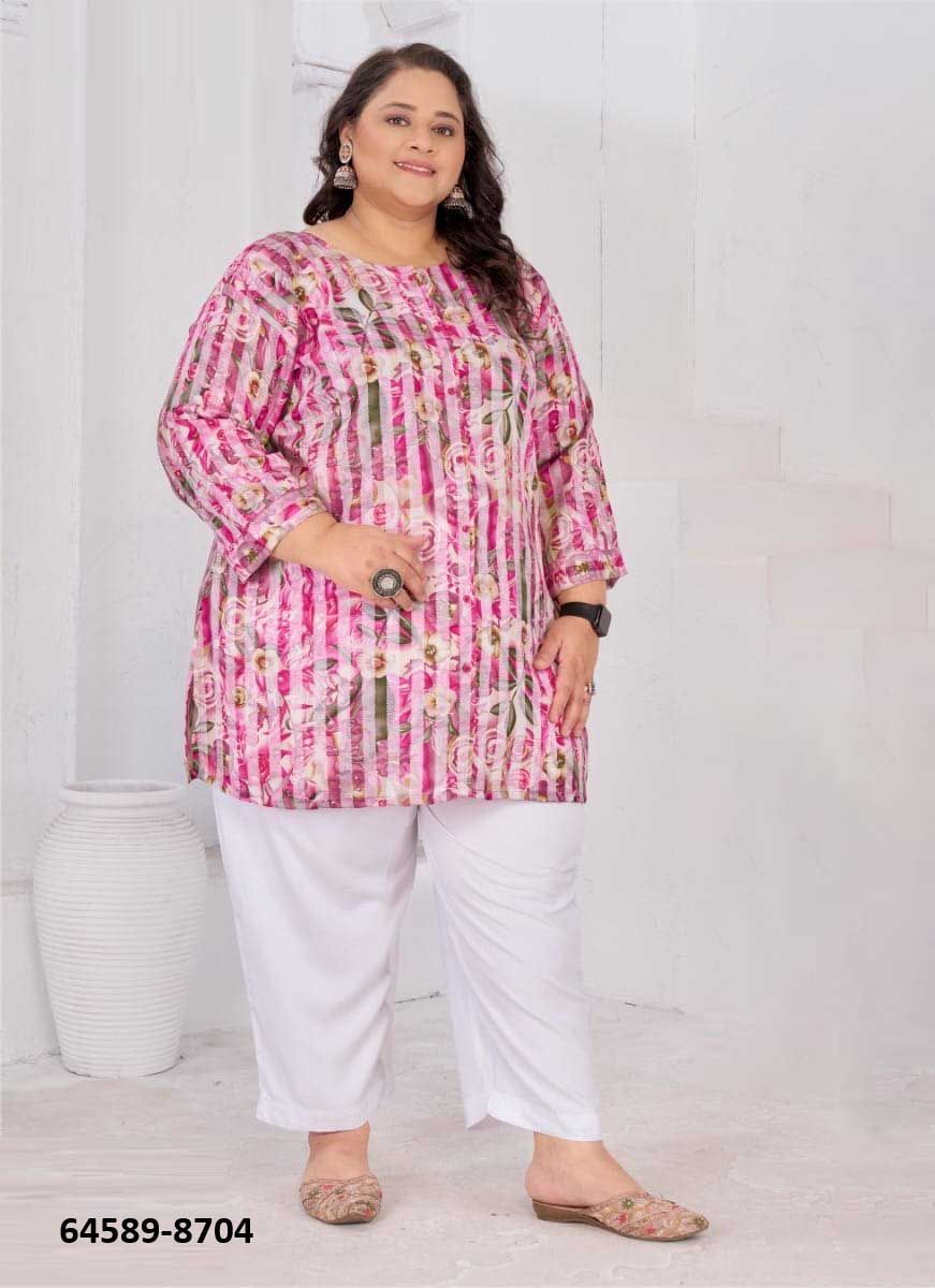 SHUBH 1 BIG SIZE - Catalog # 64589 (Set of 4 Readymade Women's Kurtis / Tops) SHUBH 1 BIG SIZE - Catalog # 64589 (Set of 4 Readymade Women's Kurtis / Tops)