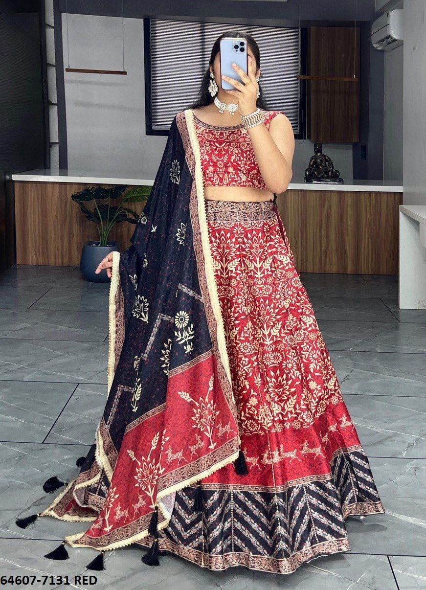 SERIES 7131 - Catalog # 64607 (Set of 4 Semi-Stitched Lehengas)