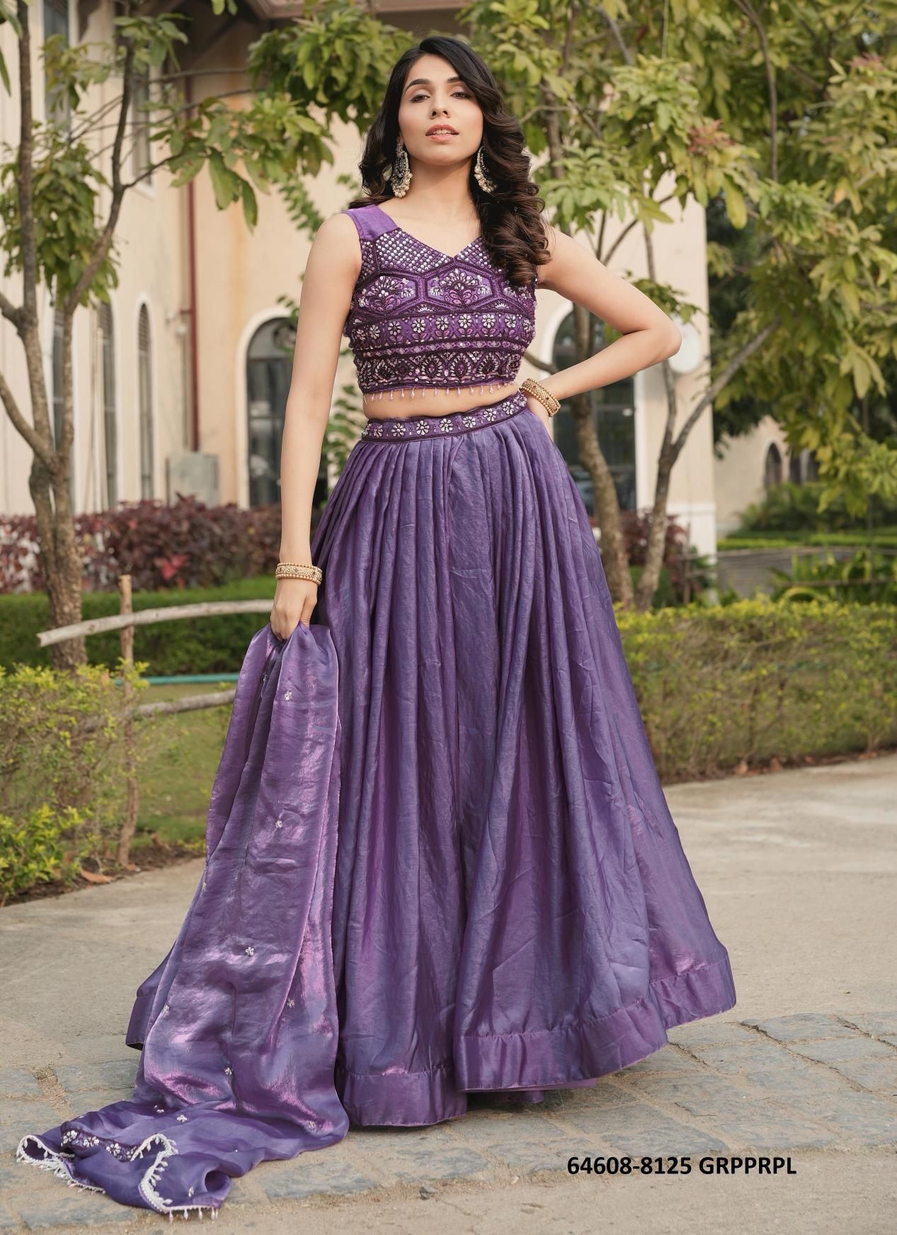 SERIES 8125 - Catalog # 64608 (Set of 4 Semi-Stitched Lehengas)
