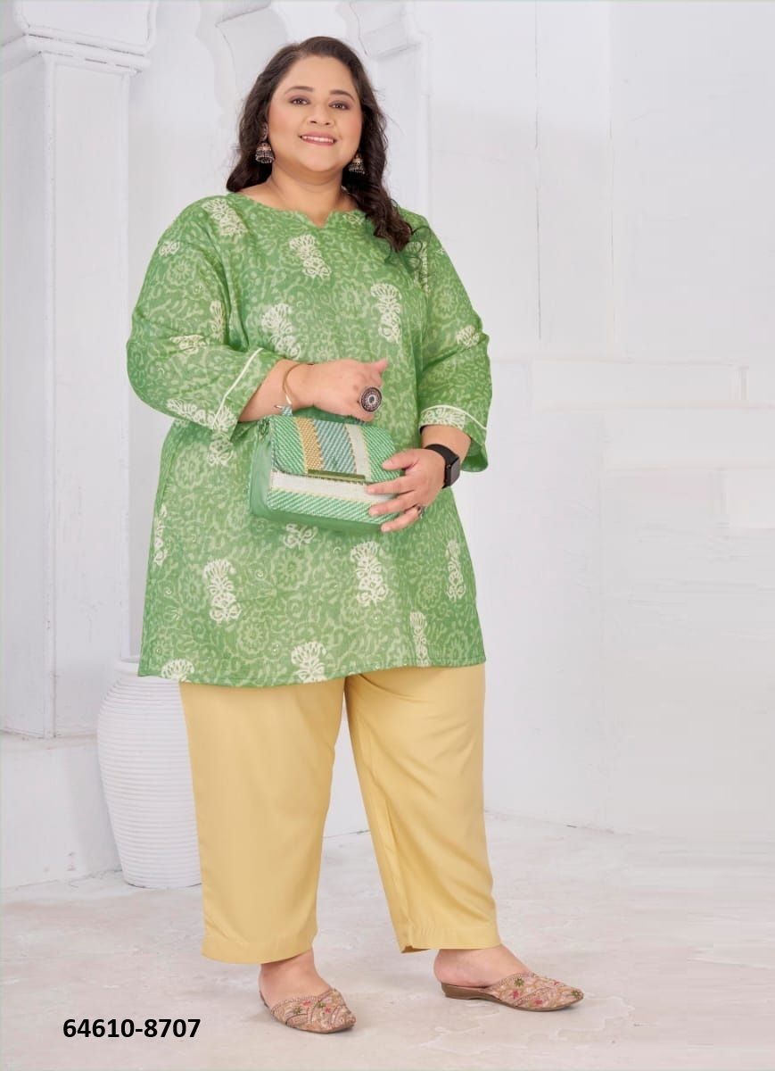 SHUBH 2 BIG SIZE - Catalog # 64610 (Set of 3 Readymade Women's Kurtis / Tops) SHUBH 2 BIG SIZE - Catalog # 64610 (Set of 3 Readymade Women's Kurtis / Tops)