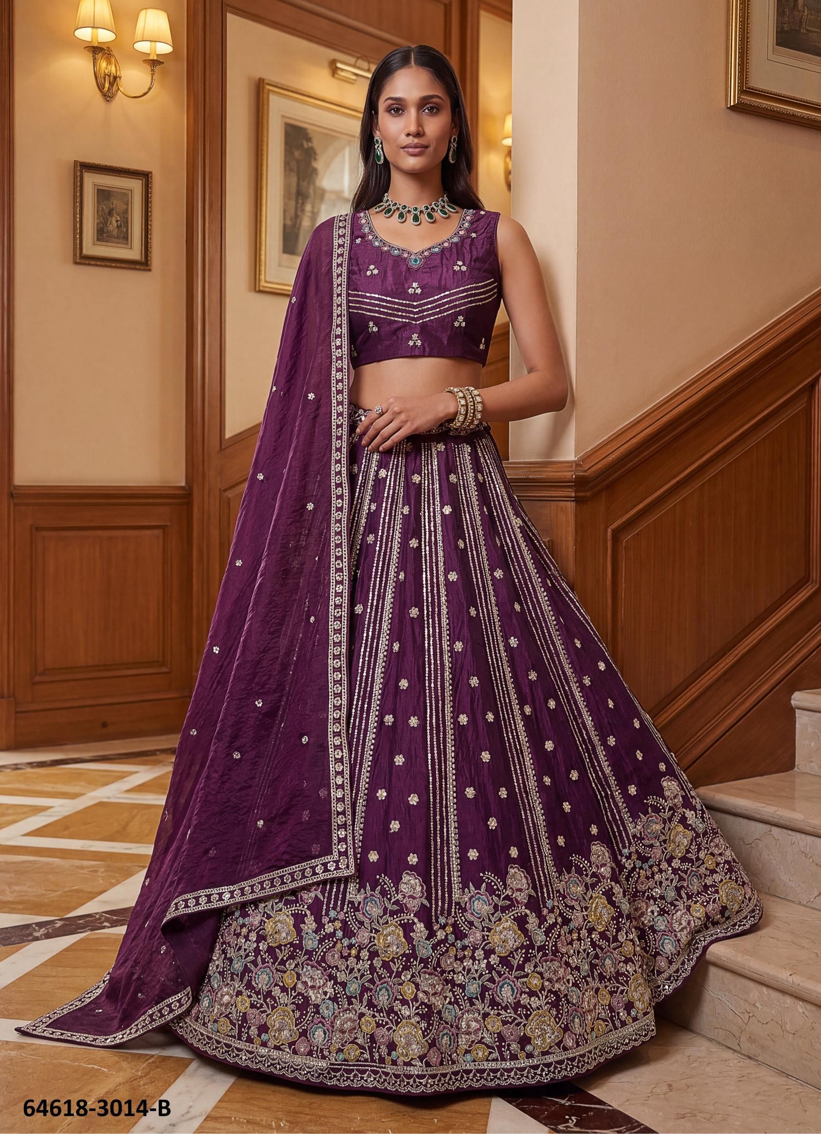 SERIES 3014 - Catalog # 64618 (Set of 7 Semi-Stitched Lehengas)