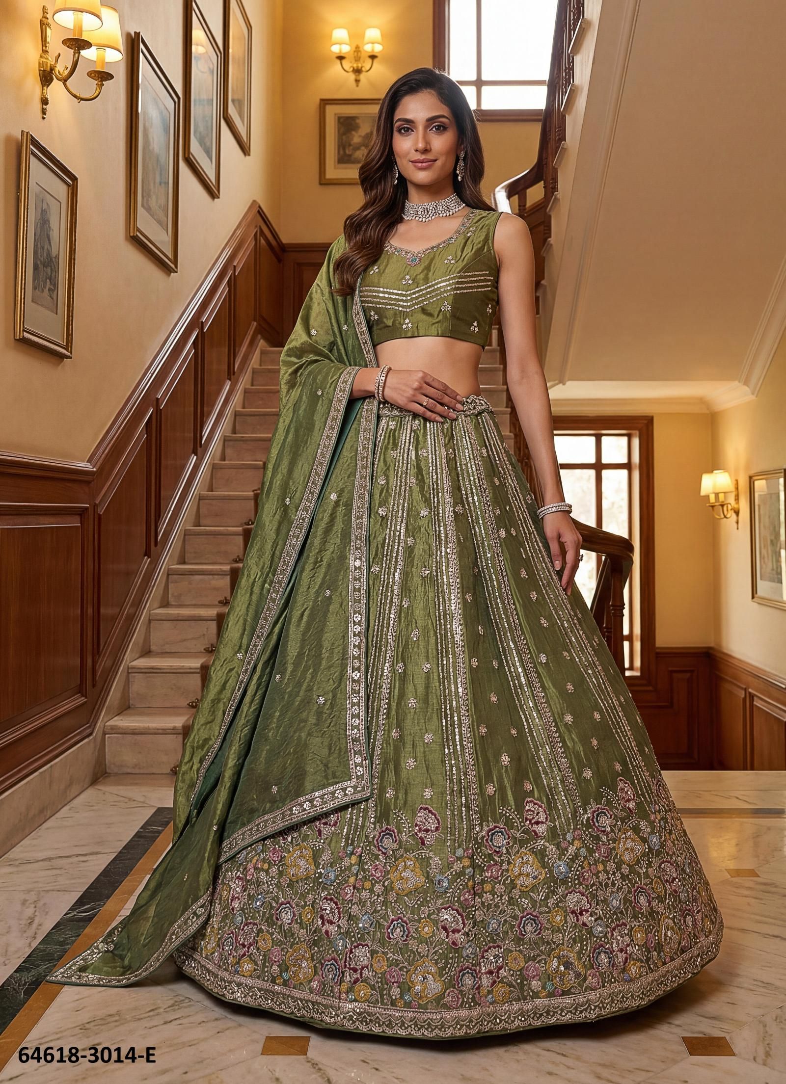 SERIES 3014 - Catalog # 64618 (Set of 7 Semi-Stitched Lehengas)