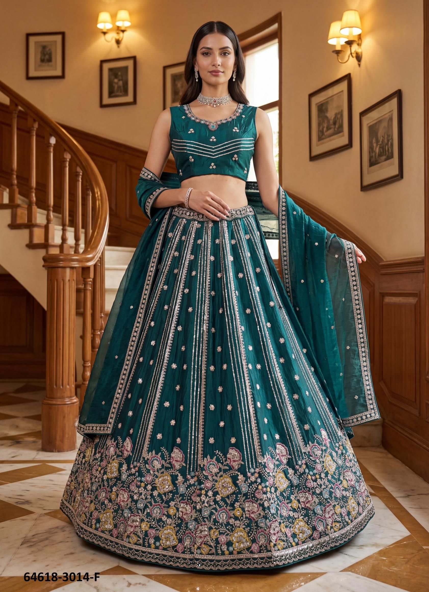 SERIES 3014 - Catalog # 64618 (Set of 7 Semi-Stitched Lehengas)
