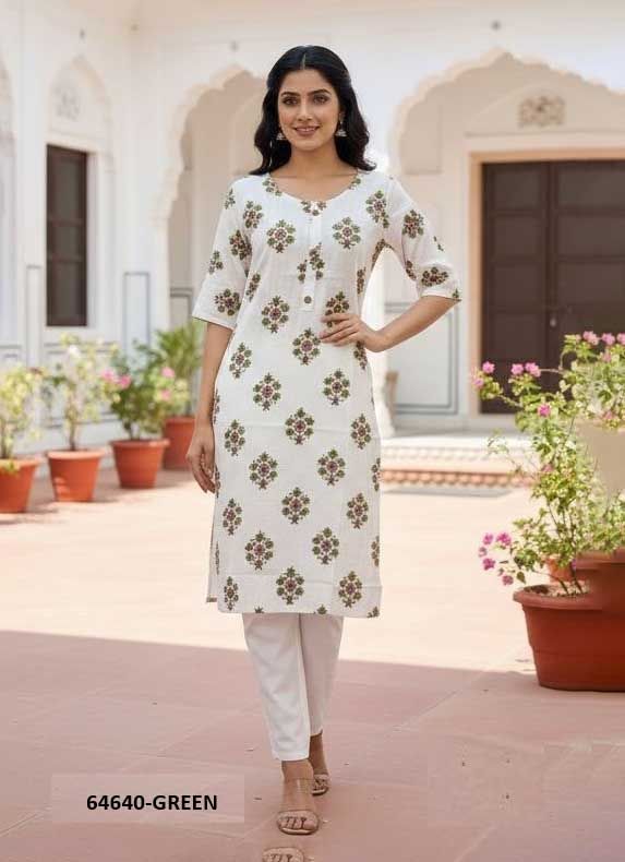 WHITE BEAUTY - Catalog # 64640 (Set of 4 Readymade Women's Kurtis / Tops) WHITE BEAUTY - Catalog # 64640 (Set of 4 Readymade Women's Kurtis / Tops)