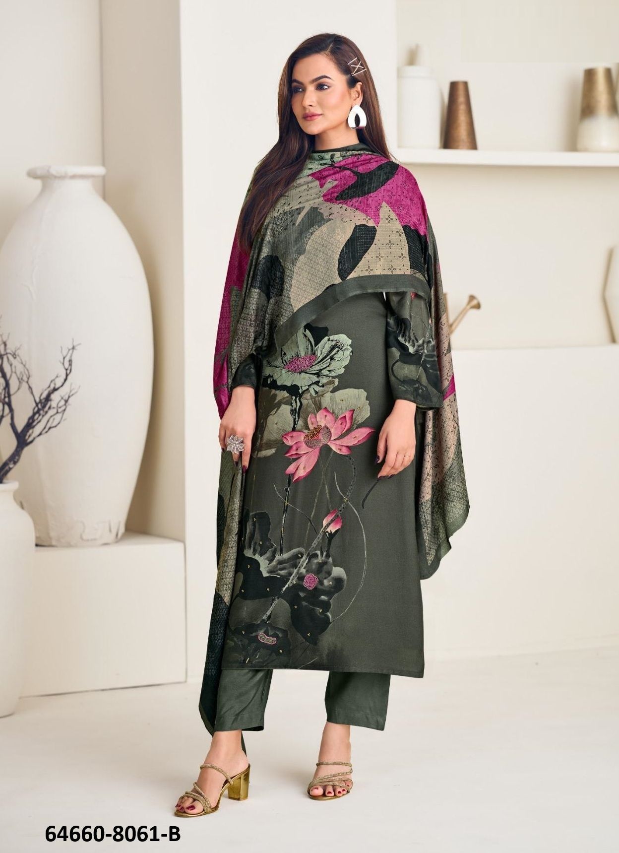 TREASURE 8061 - Catalog # 64660 (Set of 4 Semi-Stitched / Un-Stitched Suits)
