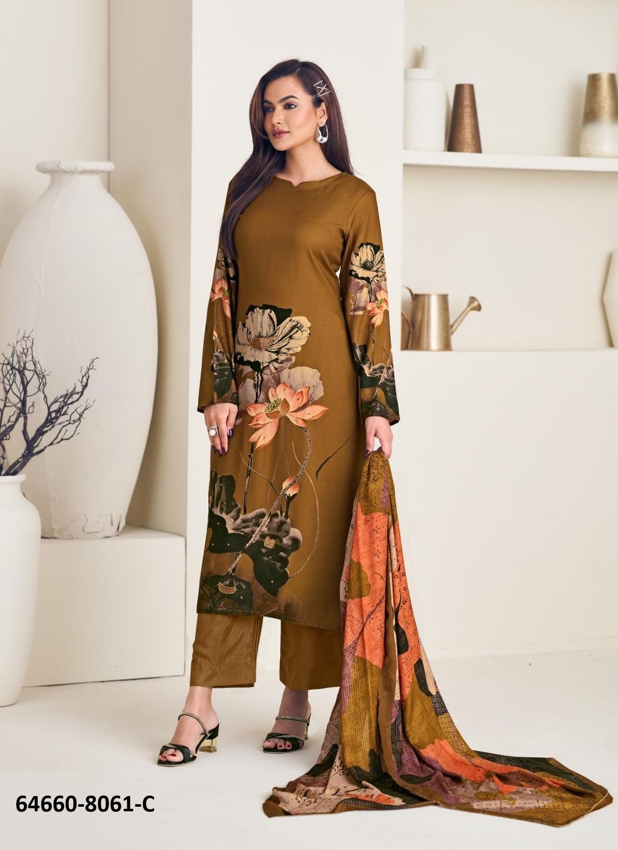 TREASURE 8061 - Catalog # 64660 (Set of 4 Semi-Stitched / Un-Stitched Suits)