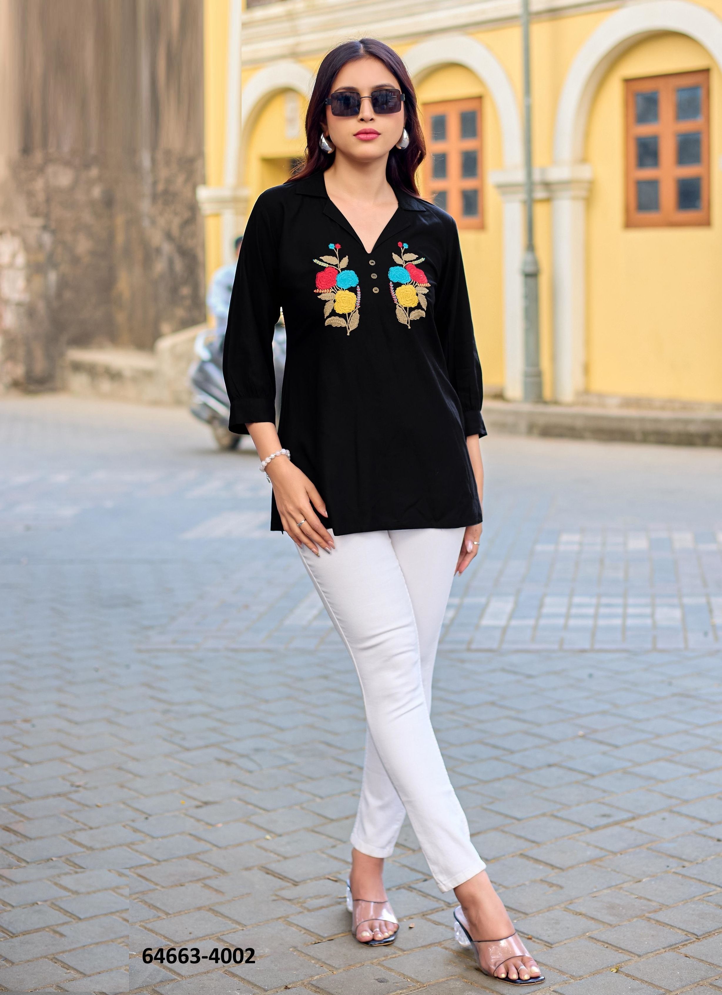 LIYANA - Catalog # 64663 (Set of 6 Readymade Women's Kurtis / Tops)