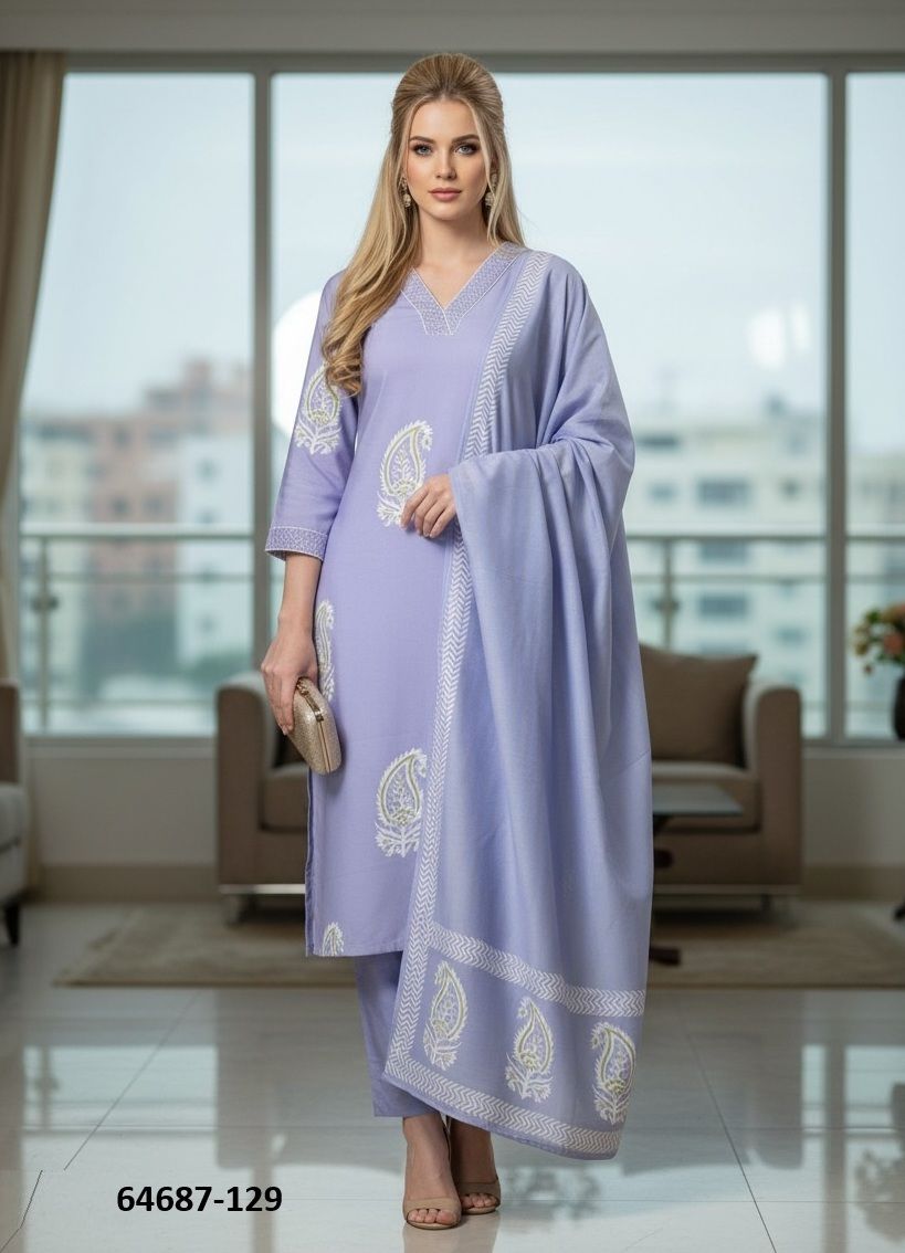 SERIES 128 - Catalog # 64687 (Set of 3 Readymade Salwar Suits) SERIES 128 - Catalog # 64687 (Set of 3 Readymade Salwar Suits)