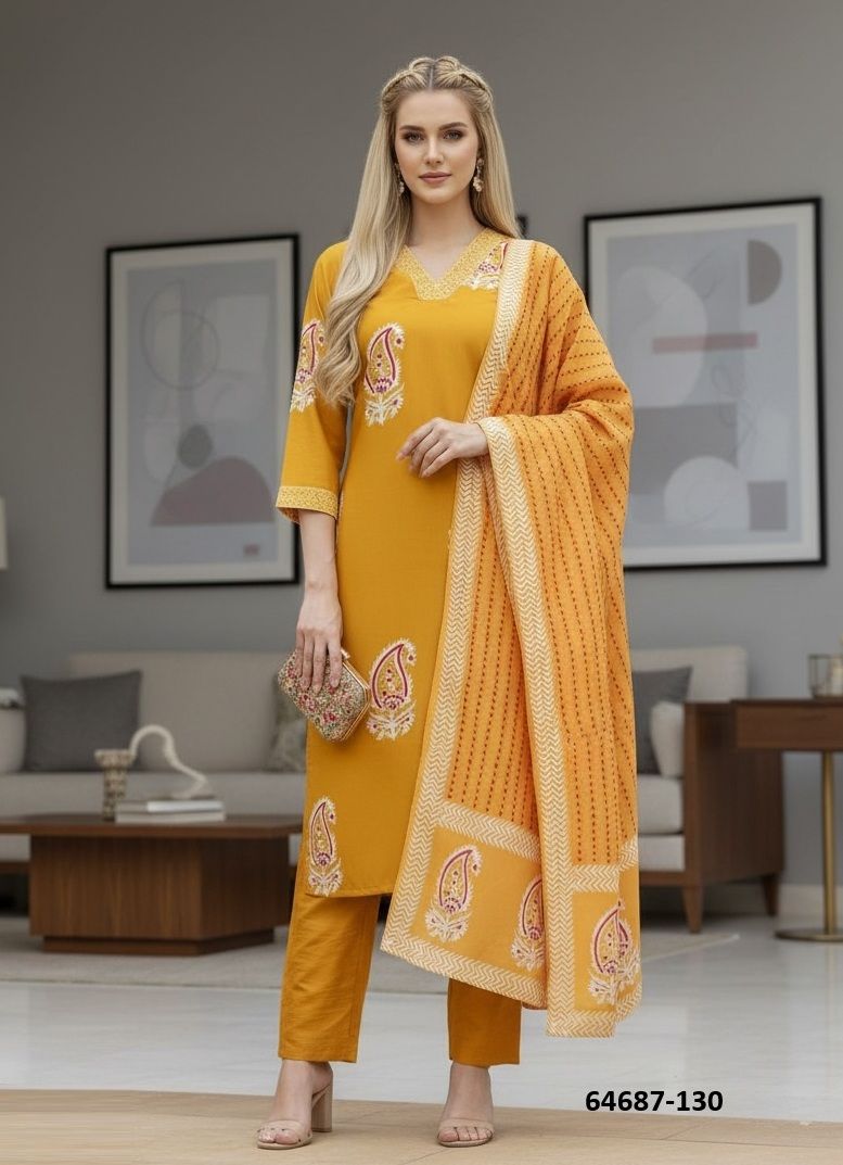 SERIES 128 - Catalog # 64687 (Set of 3 Readymade Salwar Suits) SERIES 128 - Catalog # 64687 (Set of 3 Readymade Salwar Suits)