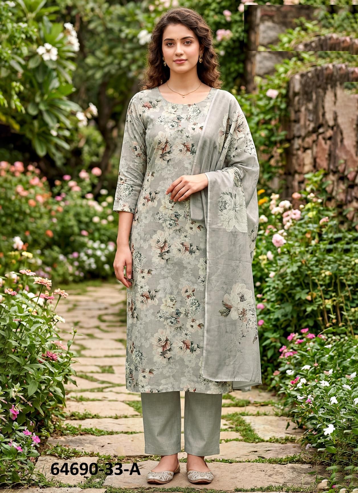 CHERRY BLOSSOM - Catalog # 64690 (Set of 29 Readymade Salwar Suits)