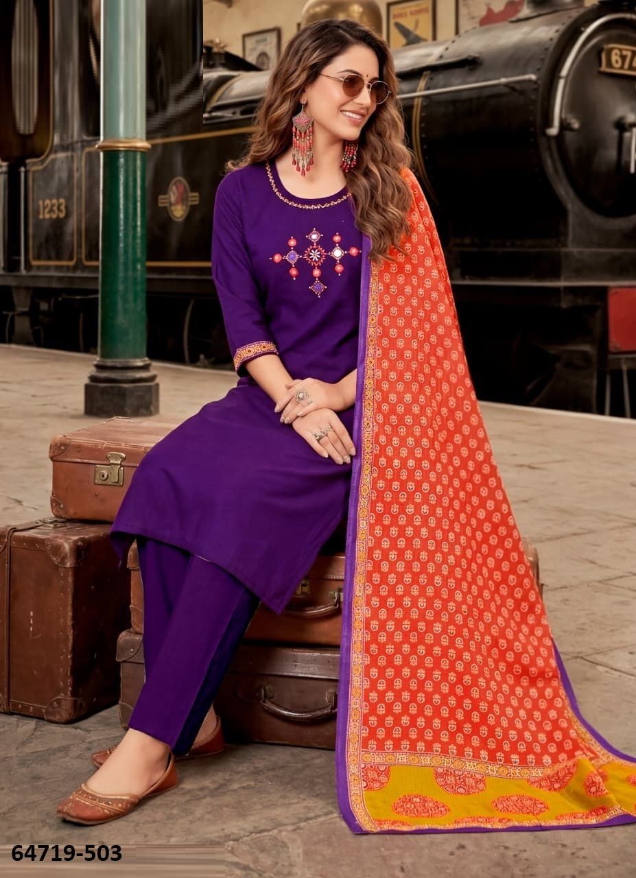 MALHAR 5 - Catalog # 64719 (Set of 4 Readymade Salwar Suits) MALHAR 5 - Catalog # 64719 (Set of 4 Readymade Salwar Suits)